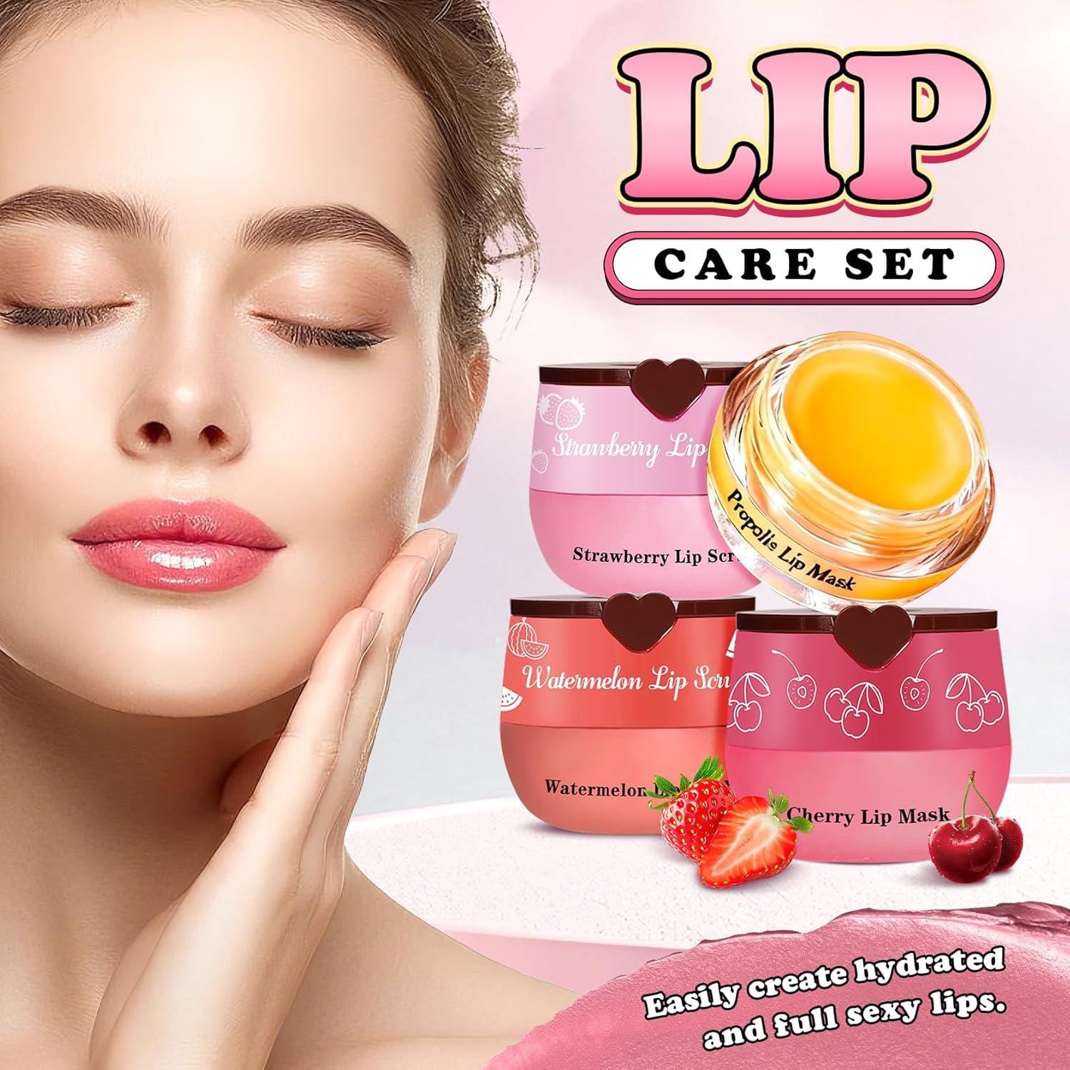 Set de Cuidado Labial UAOE: Exfoliante y Mascarilla 4PCS