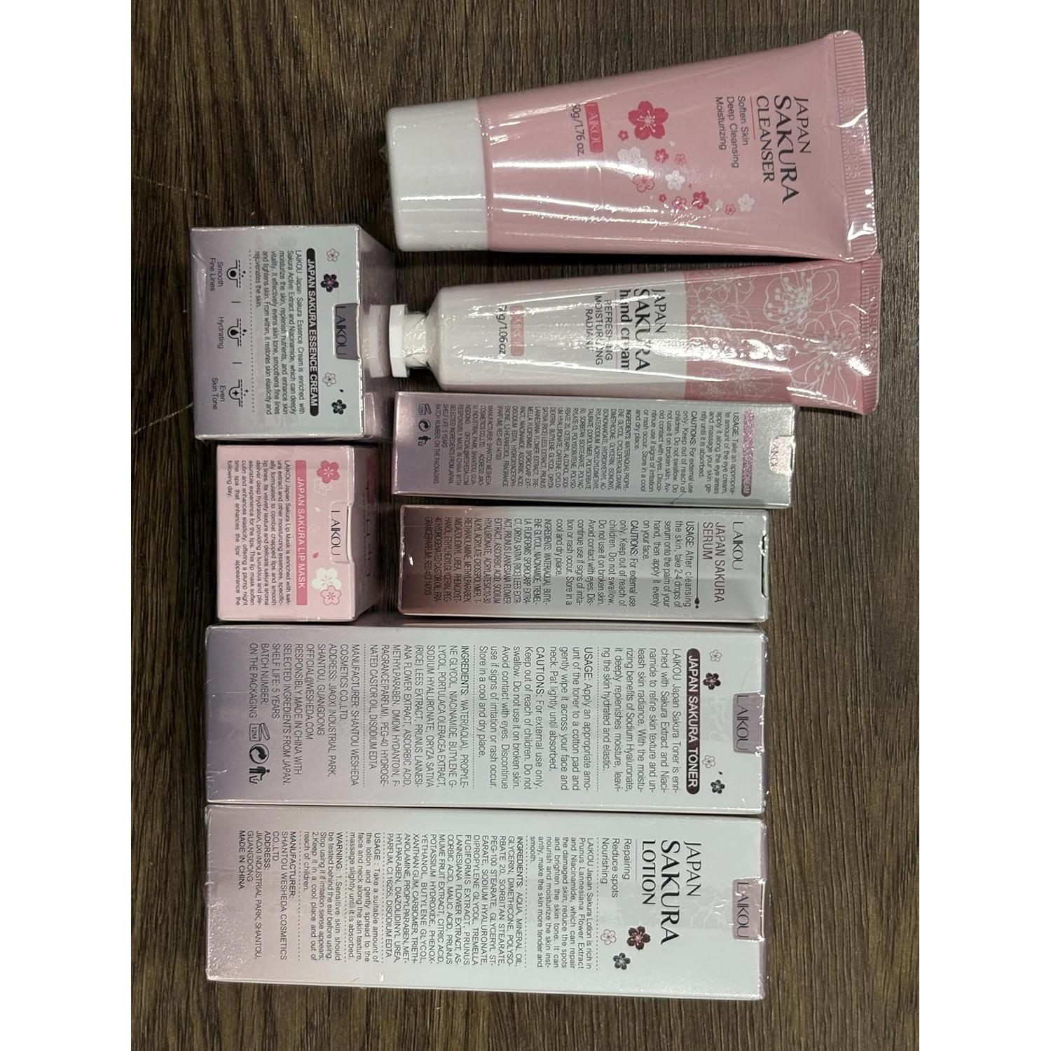 Kit de Cuidado de Piel Japonés Sakura ISHERBIN 8-Pack Viaje