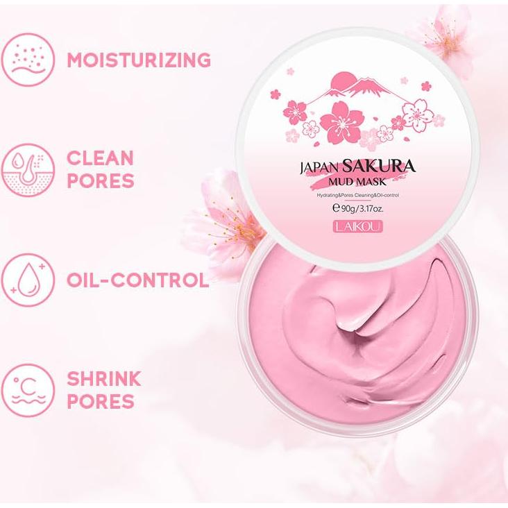 Mascarilla Facial de Barro AKARY Sakura - Hidratante y Limpiadora