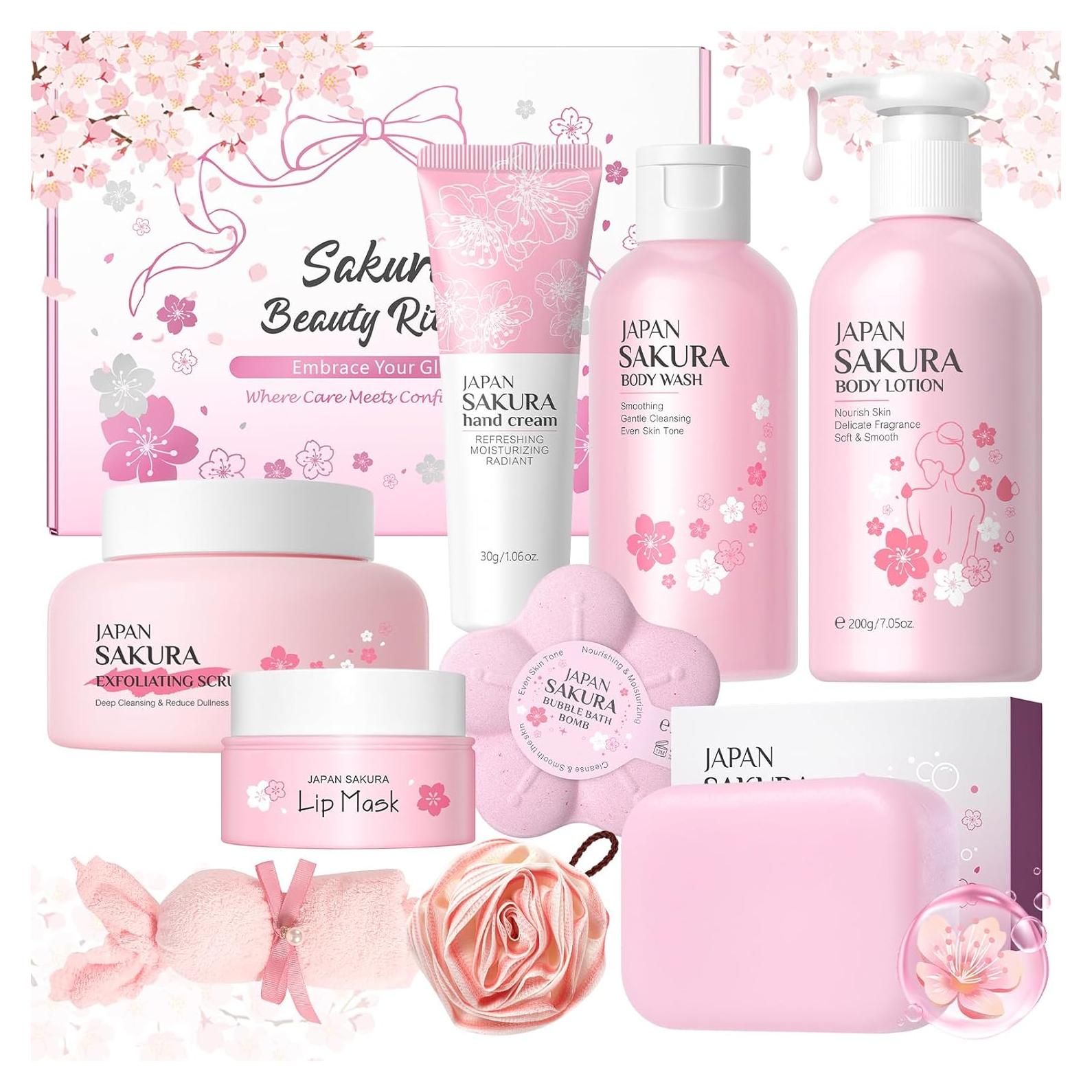 Juego de Regalo de Baño y Cuerpo Ofanyia 9 Piezas Flor de Cerezo