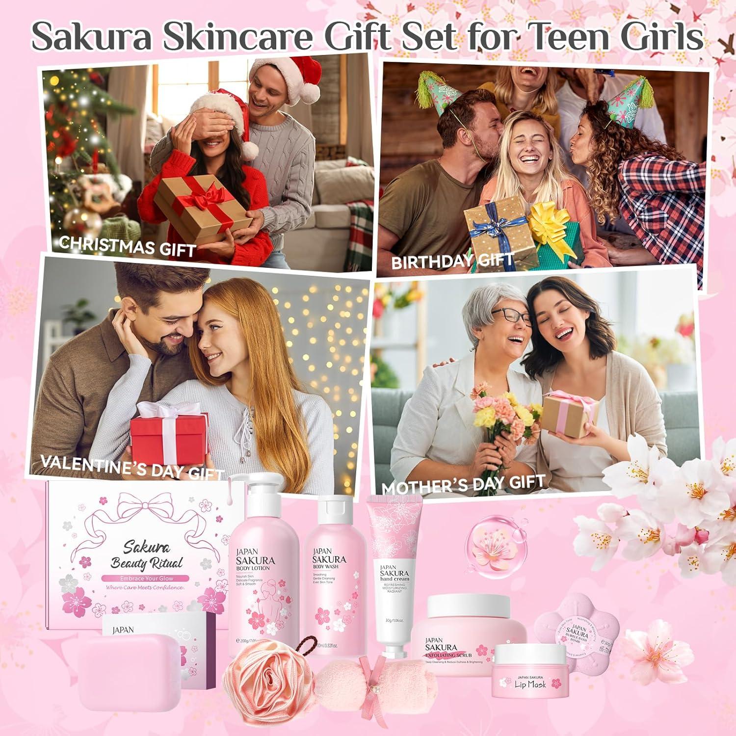 Juego de Regalo de Baño y Cuerpo Ofanyia 9 Piezas Flor de Cerezo