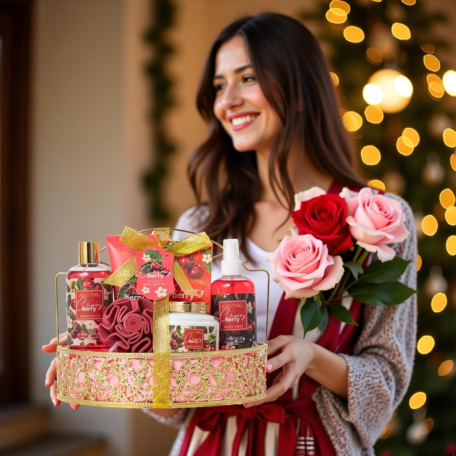 Juego de Cesta de Baño Spa ASINING con Aroma a Cereza 1kg