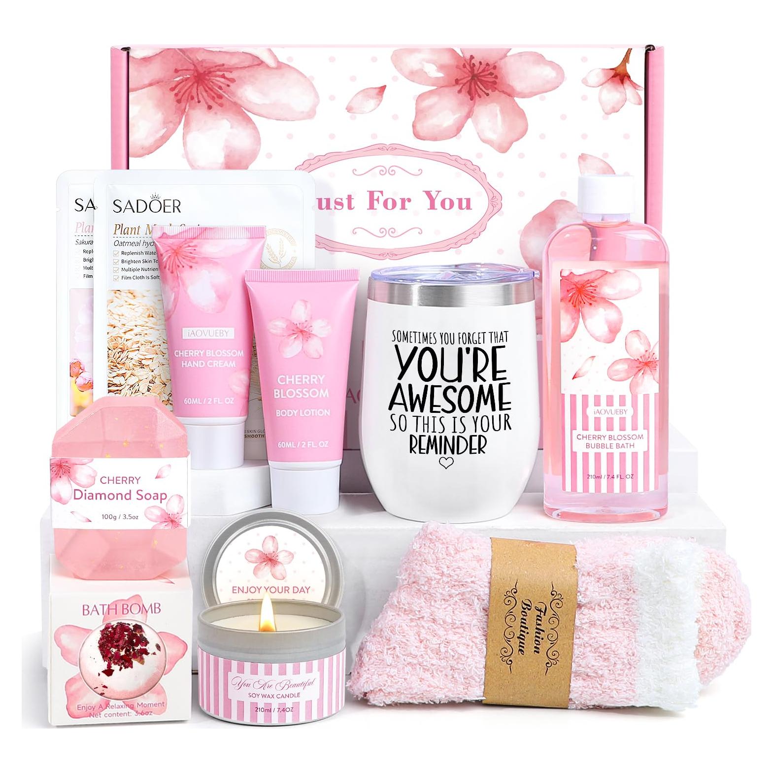 Juego de Regalo de Baño iAOVUEBY 12PCS Spa Flores de Cerezo