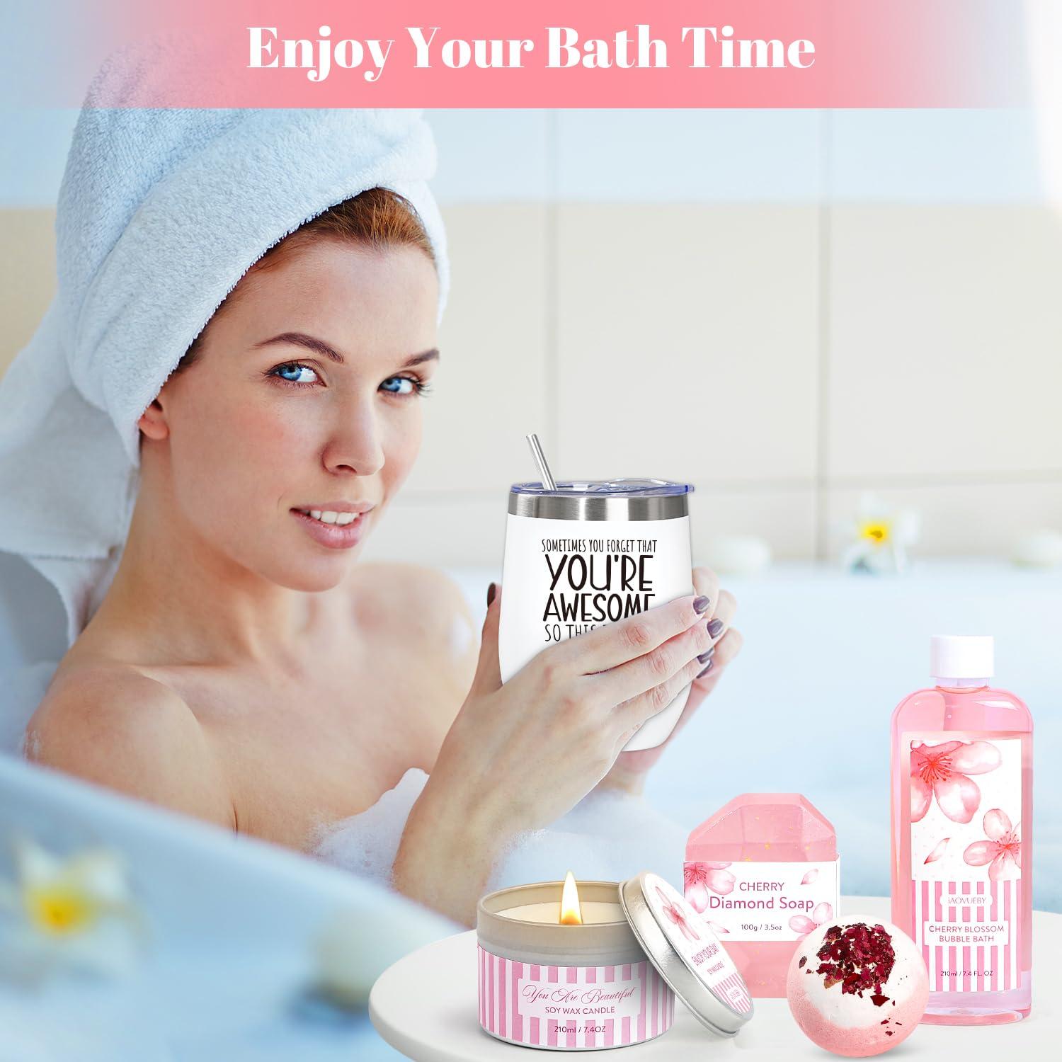 Juego de Regalo de Baño iAOVUEBY 12PCS Spa Flores de Cerezo