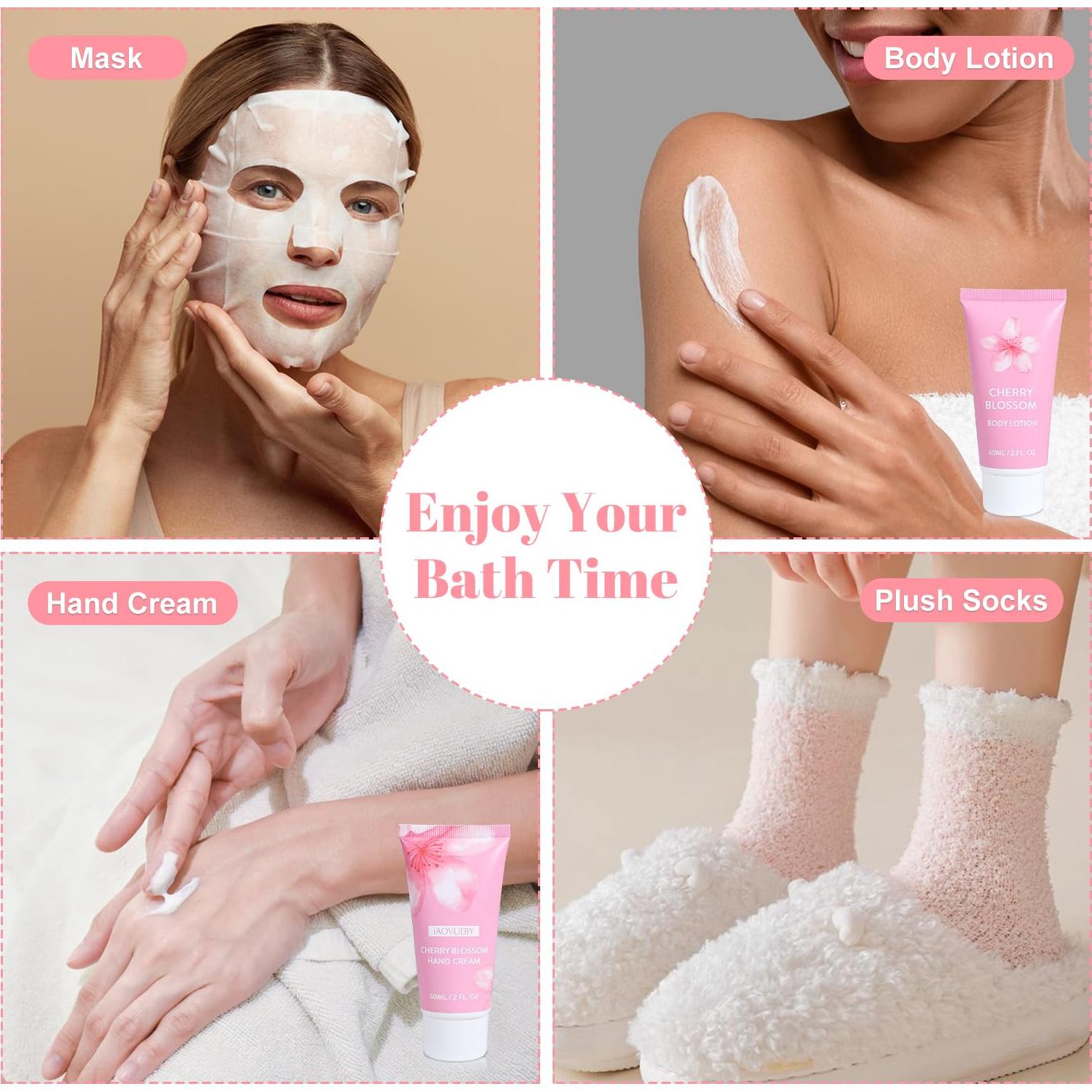 Juego de Regalo de Baño iAOVUEBY 12PCS Spa Flores de Cerezo