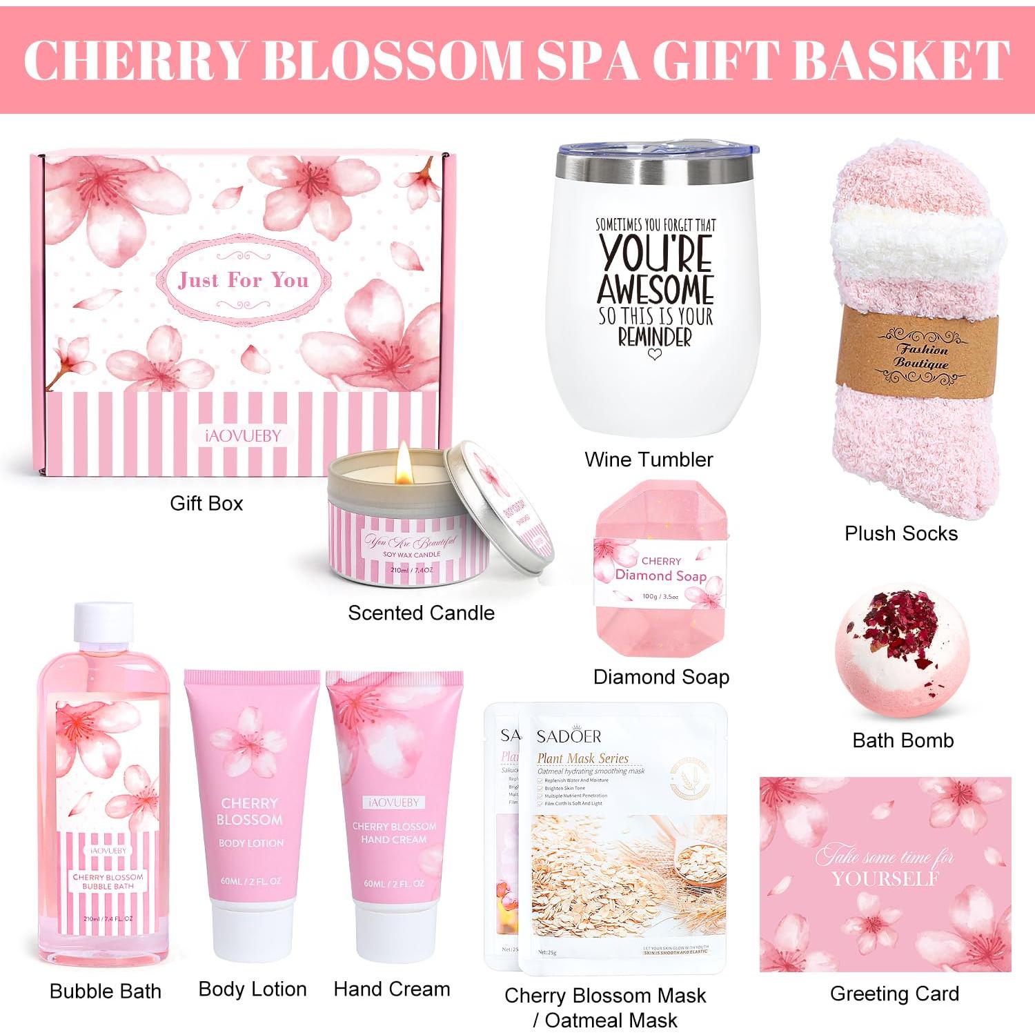 Juego de Regalo de Baño iAOVUEBY 12PCS Spa Flores de Cerezo