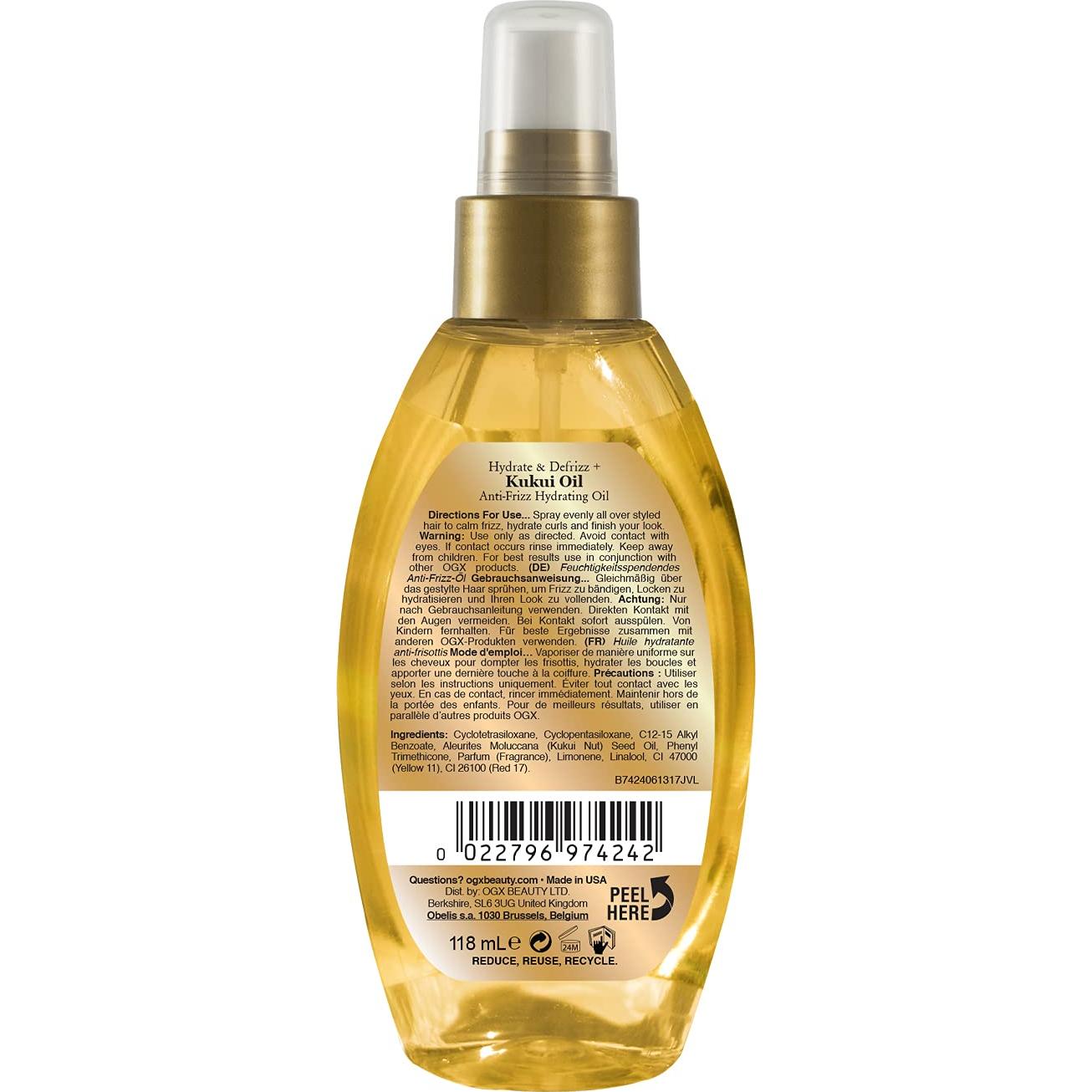 OGX Aceite Hidratante Antifrizz de Kukui 113g