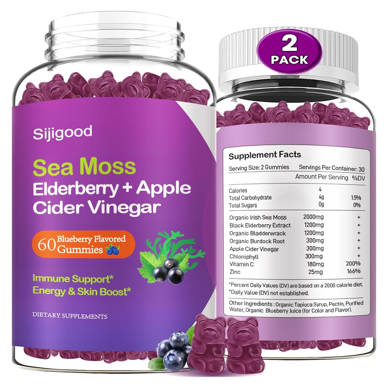 Gomitas de Musgo Marino Irlandés Sijigood 120 Unidades Sabor Arándano