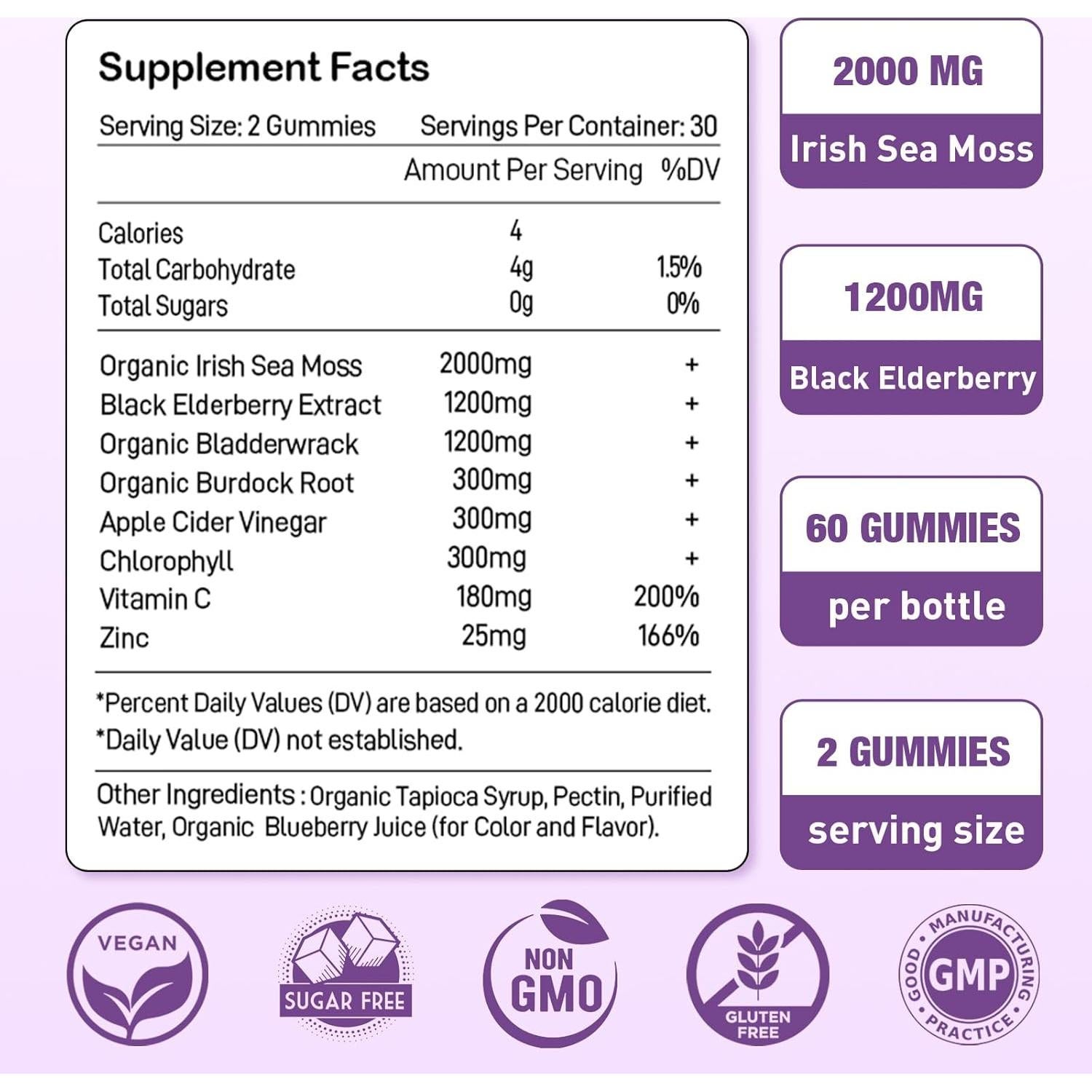 Gomitas de Musgo Marino Irlandés Sijigood 120 Unidades Sabor Arándano