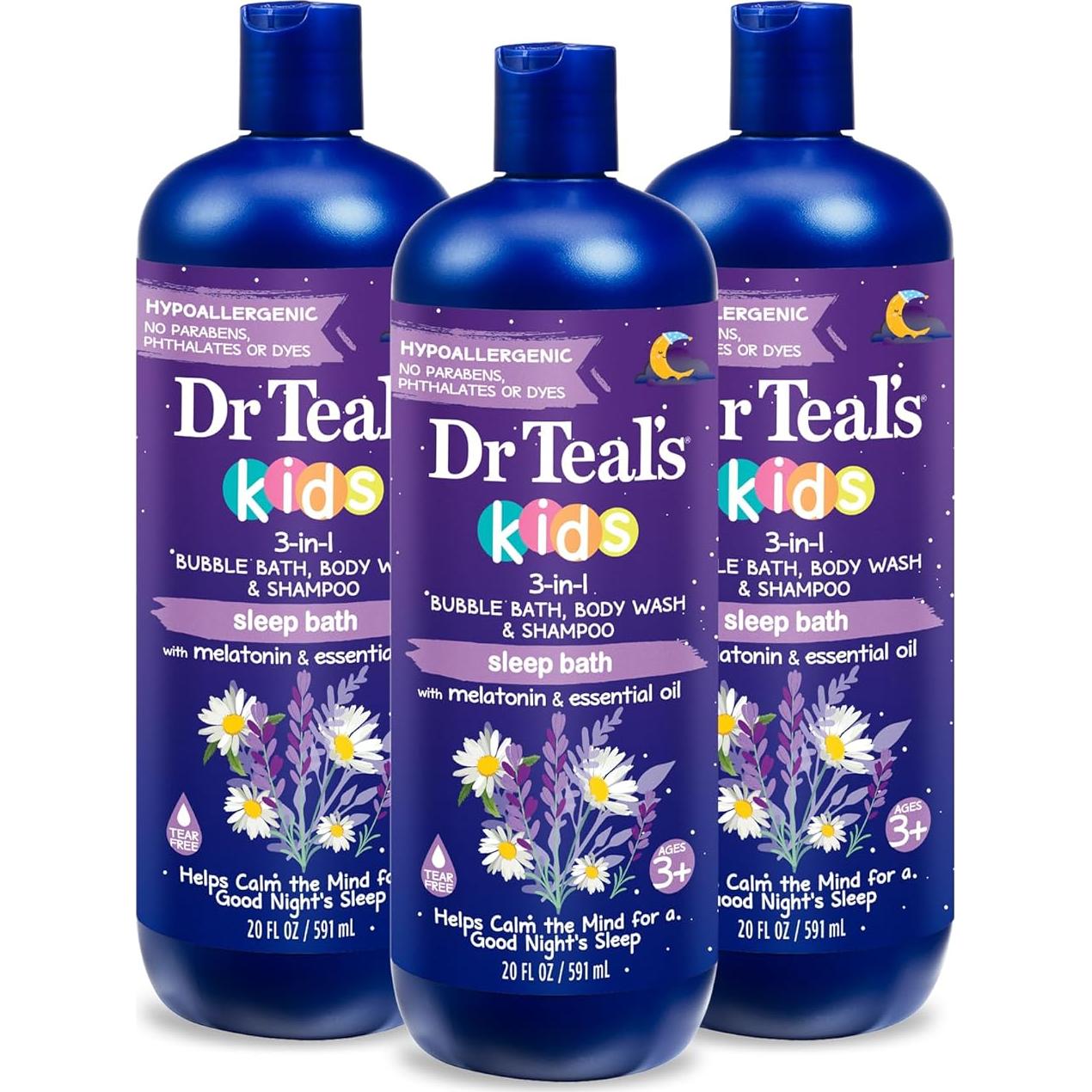 Baño de Saúco 3 en 1 Dr Teal para Niños 591 ml - Paquete de 3