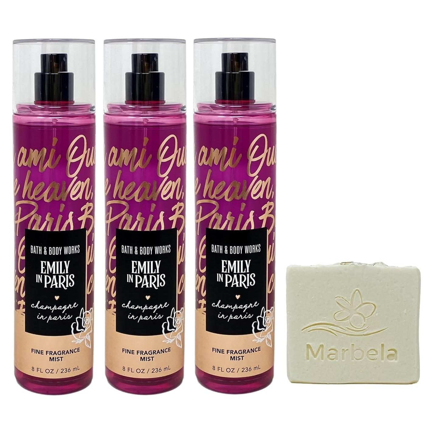 Set de Regalo Bath & Body Works Champagne en París - 3 Mists 236 mL + Jabón Natural 113 g