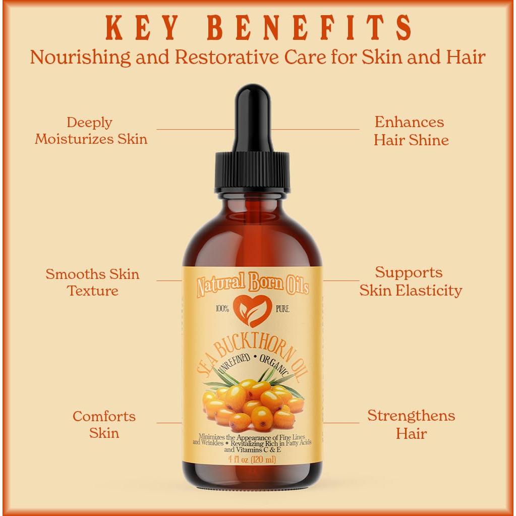 Aceite de Espino Marino Natural Born Oils 226ml Orgánico Hidratante