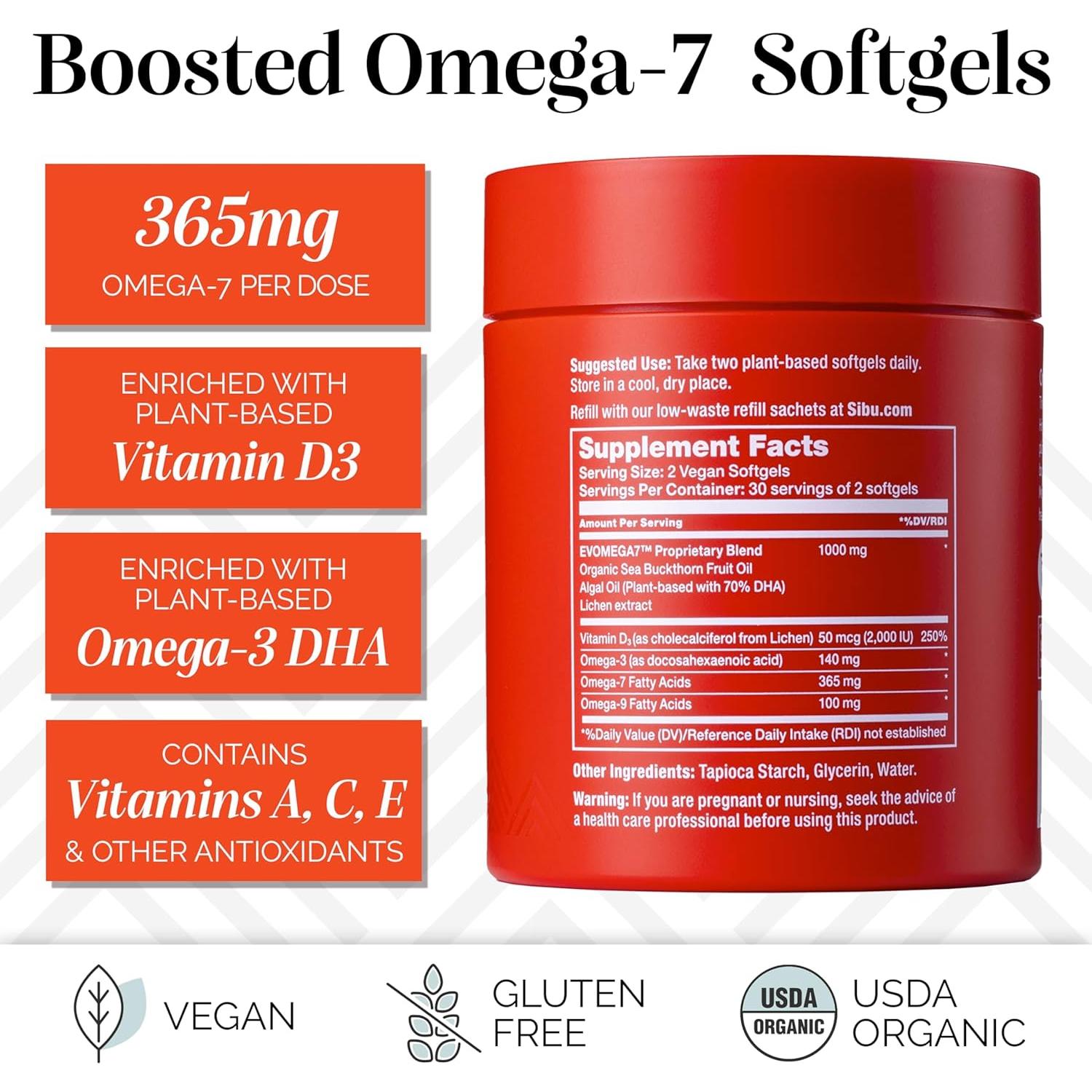 Sibu Omega-7 Plus Aceite de Espino Marino 60 Cápsulas Blandas