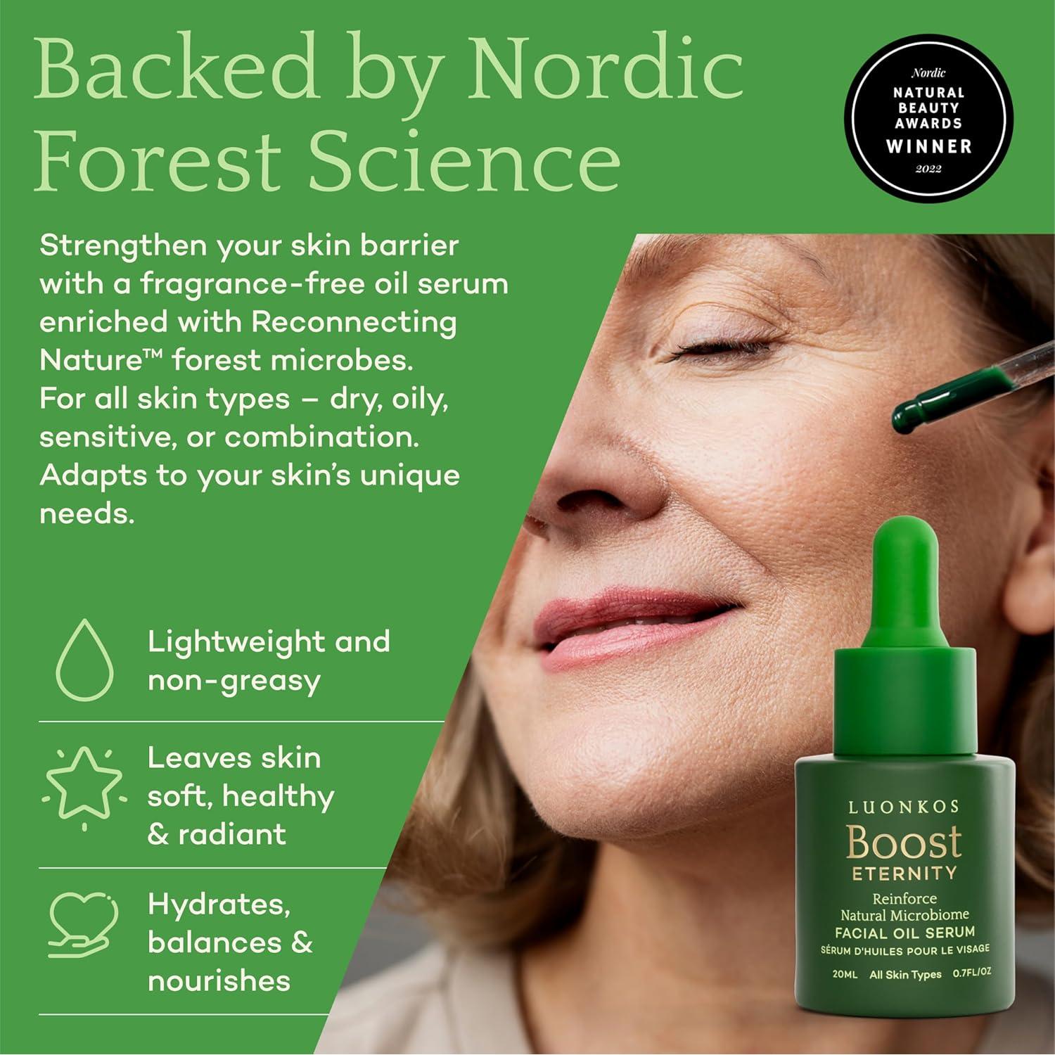 Sérum Facial Luonkos Eternity 20ml - Hidratante Natural para Piel Radiante