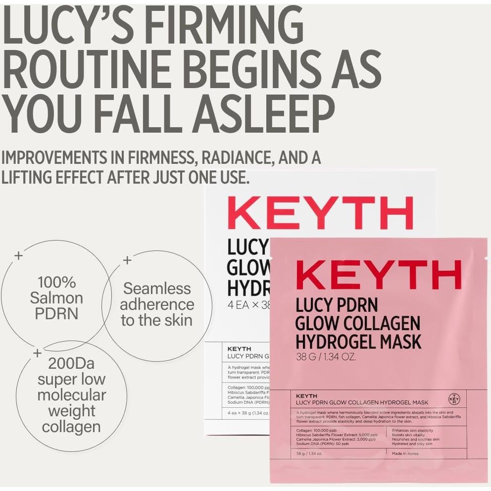 Mascarilla Hidrogel de Colágeno Keyth Lucy PDRN Glow 4 Unidades 38g