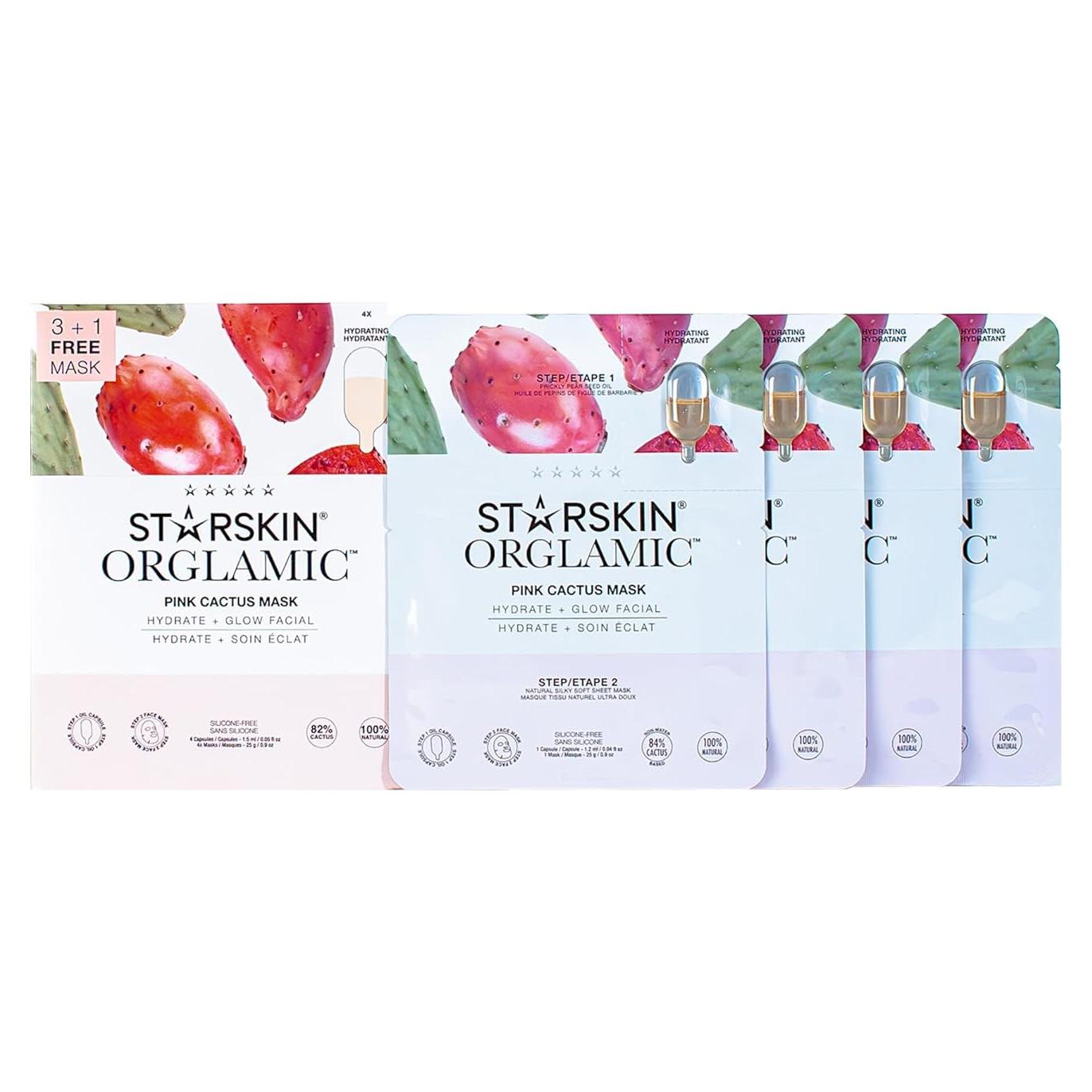 Mascarilla de Tela STARSKIN Orglamic Pink Cactus 2 Pasos 150g