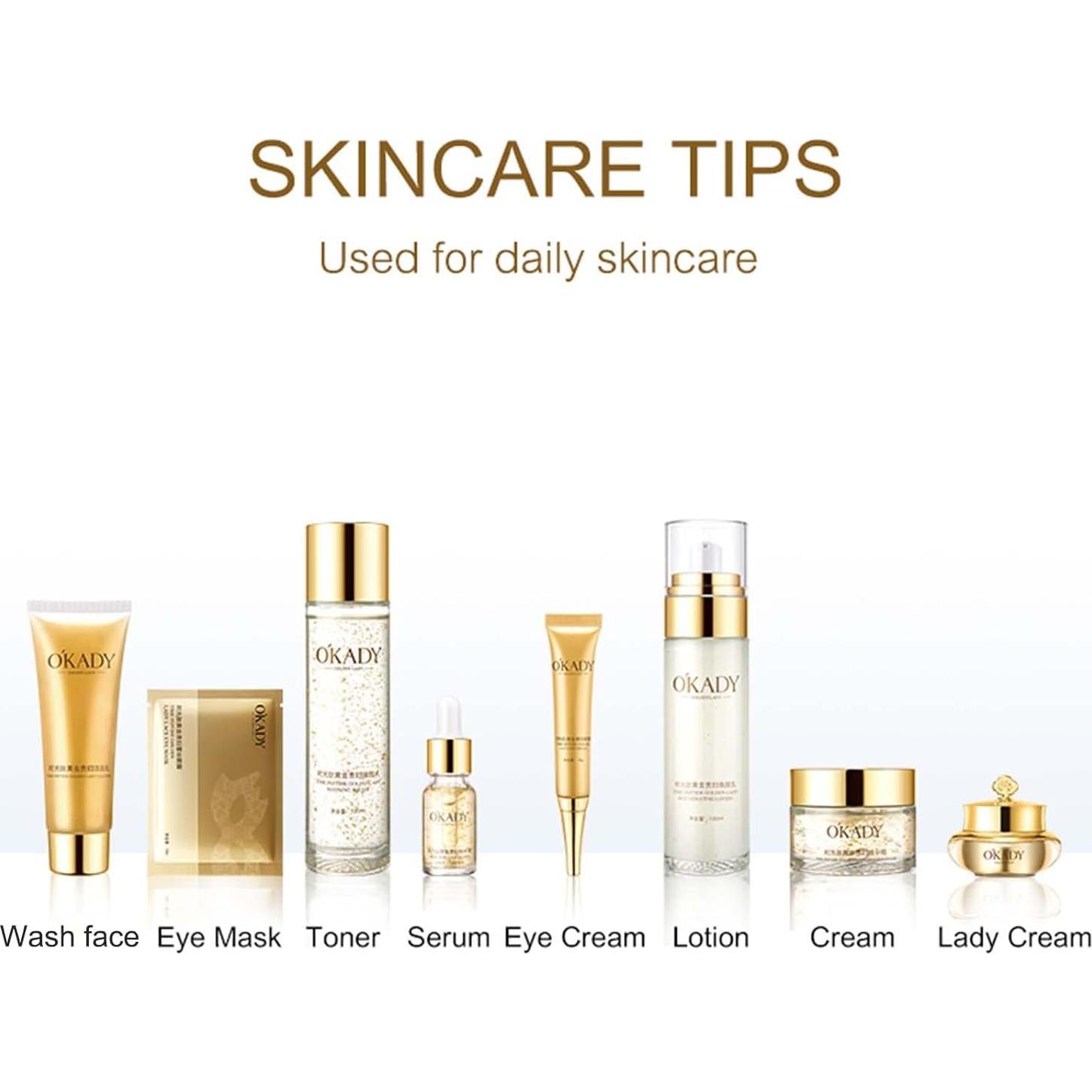 Set de Cuidado de Piel Anti Envejecimiento OKADY 10 Piezas