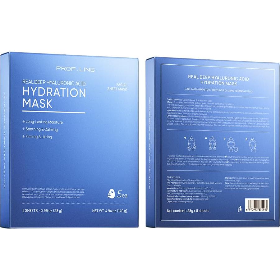Mascarilla Facial Prof. Ling Ácido Hialurónico 5ea - Hidratante y Antienvejecimiento