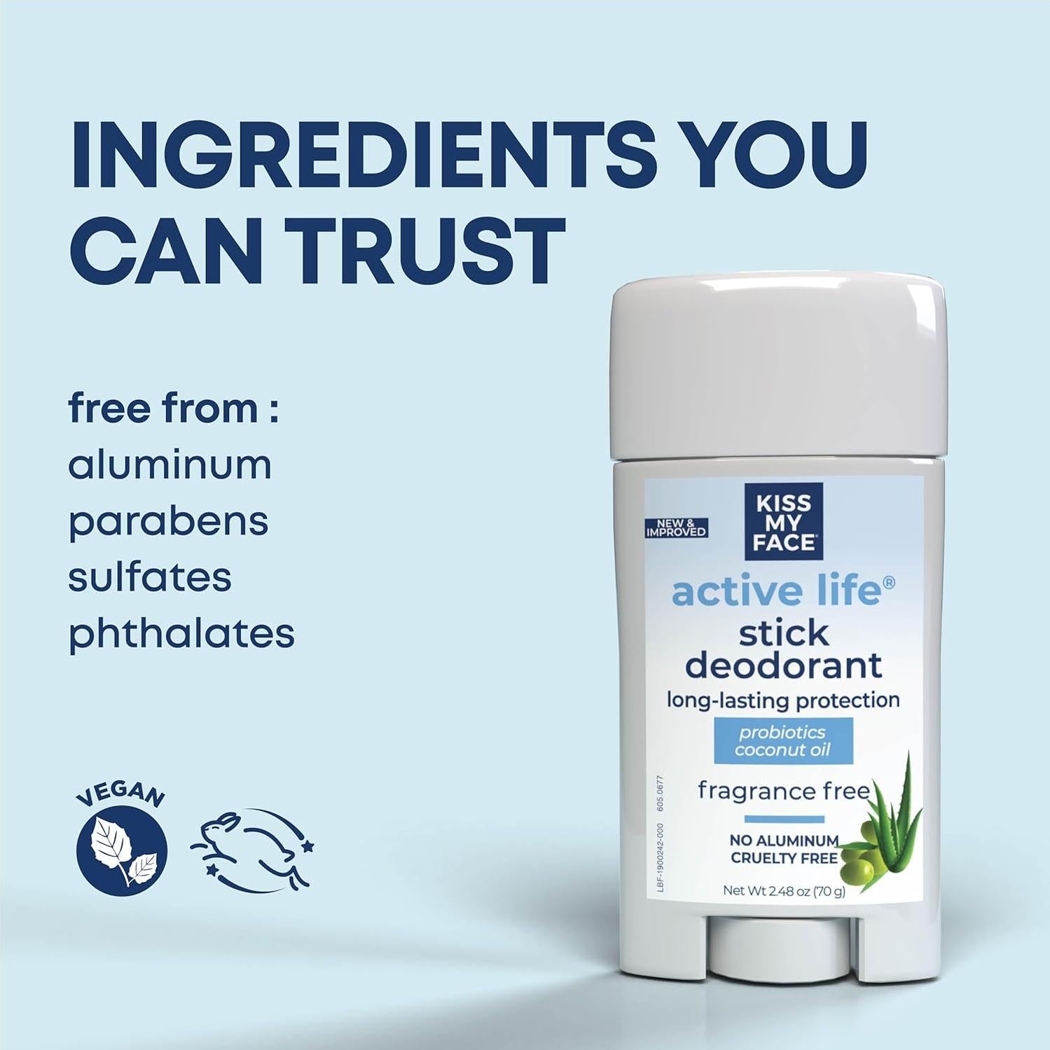 Desodorante Sin Fragancia Kiss My Face 70.4g Barra - Paquete 6