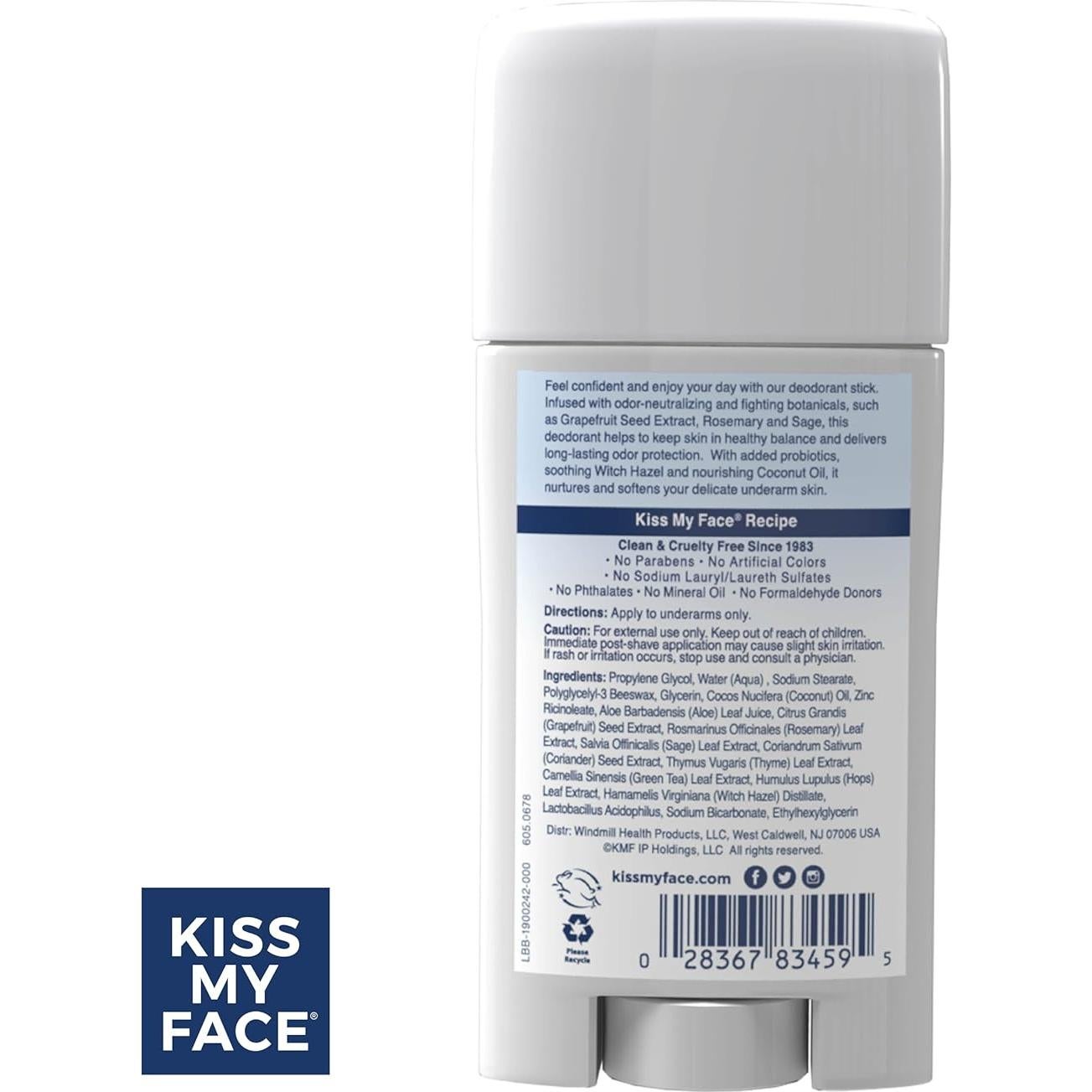Desodorante Sin Fragancia Kiss My Face 70.4g Barra - Paquete 6