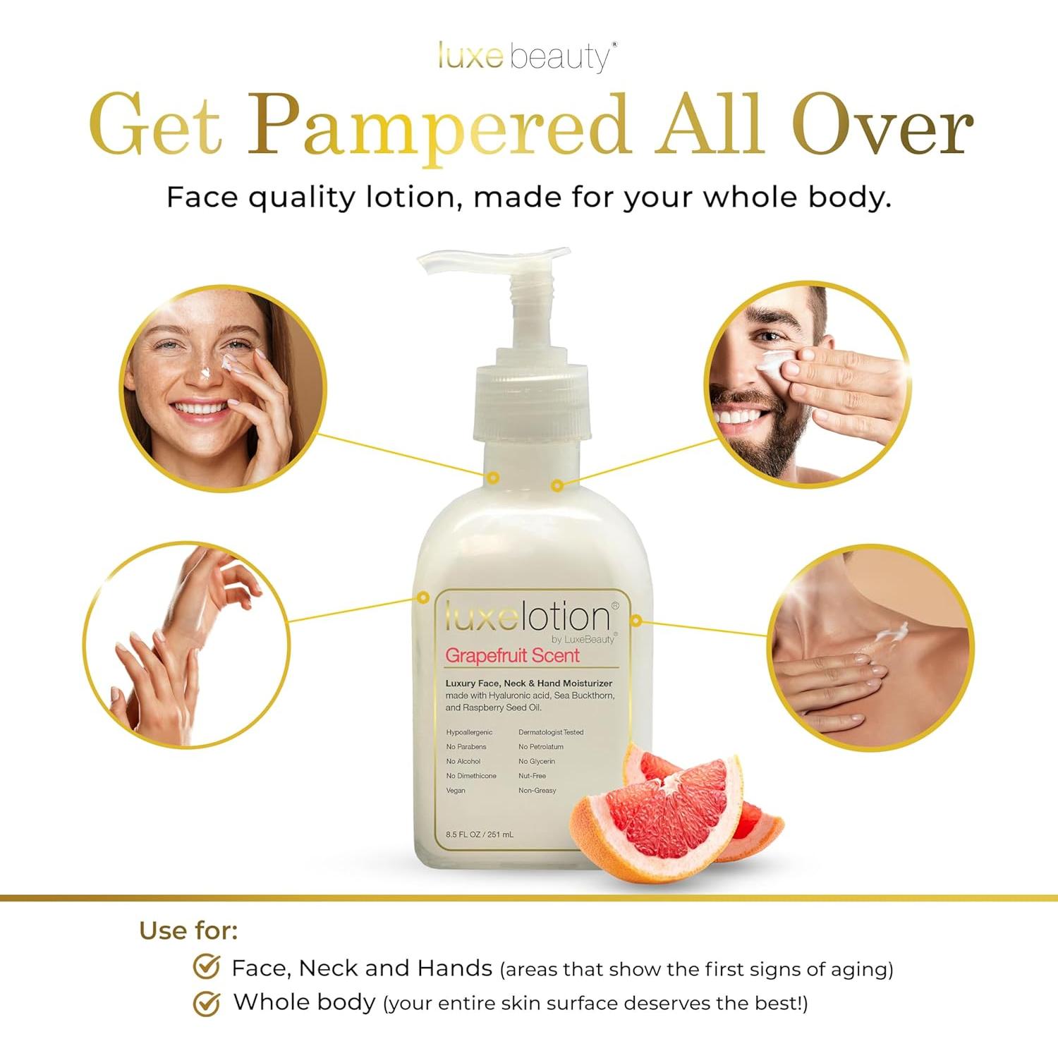 Hidratante Facial No Graso Luxe Beauty 250 ml - Ácido Hialurónico Pomelo