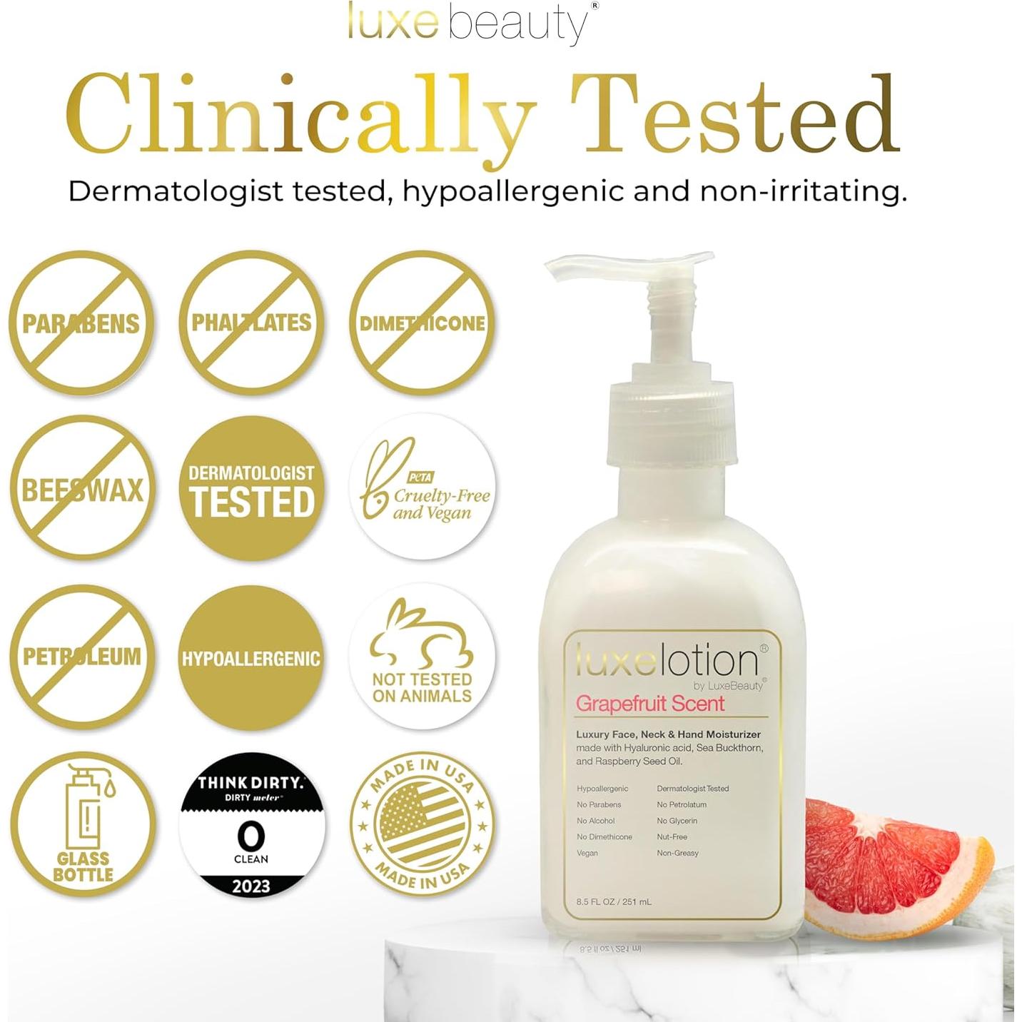 Hidratante Facial No Graso Luxe Beauty 250 ml - Ácido Hialurónico Pomelo