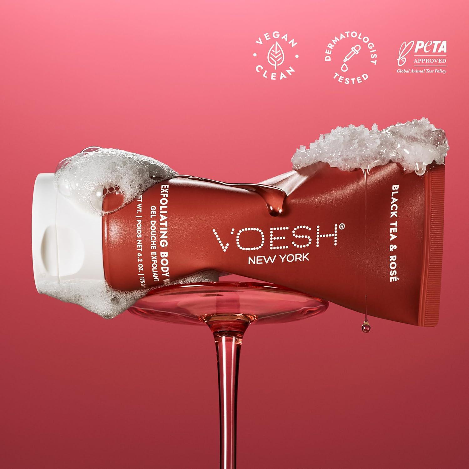 Gel de Ducha Exfoliante VOESH 2 en 1 Té Negro y Rosado 200g