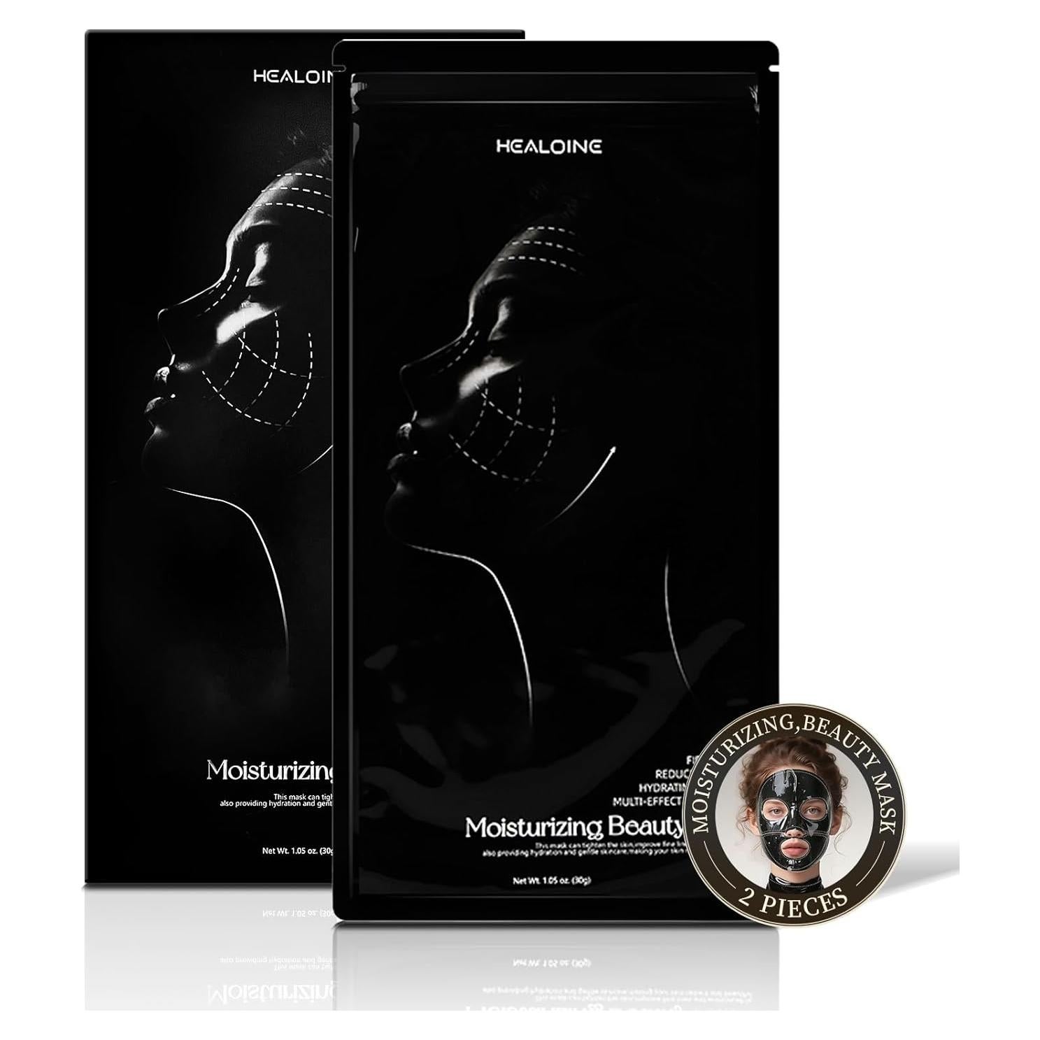 Mascarilla Facial de Colágeno HEALOINE Diamante Negro Set de 2