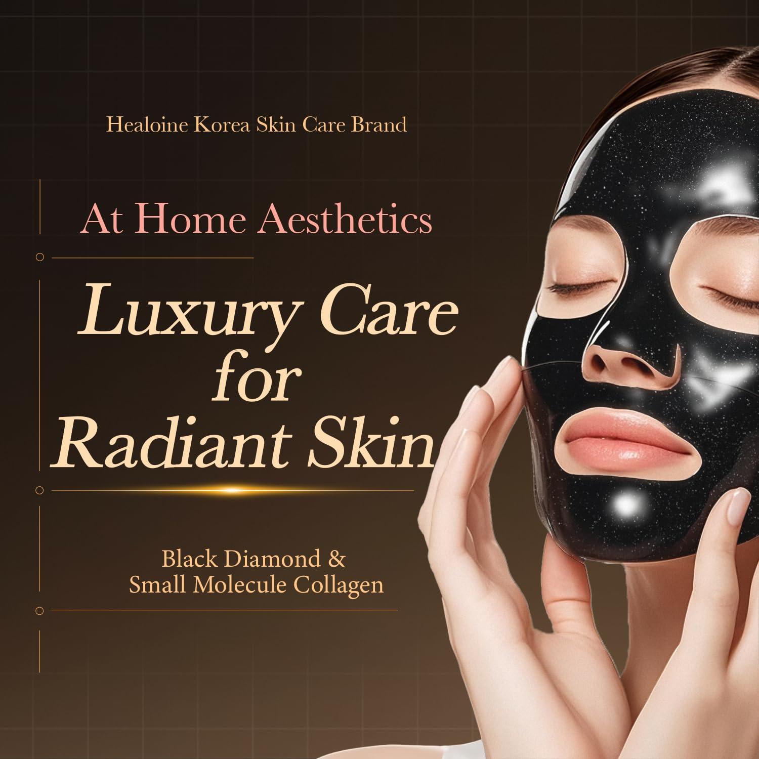 Mascarilla Facial de Colágeno HEALOINE Diamante Negro Set de 2