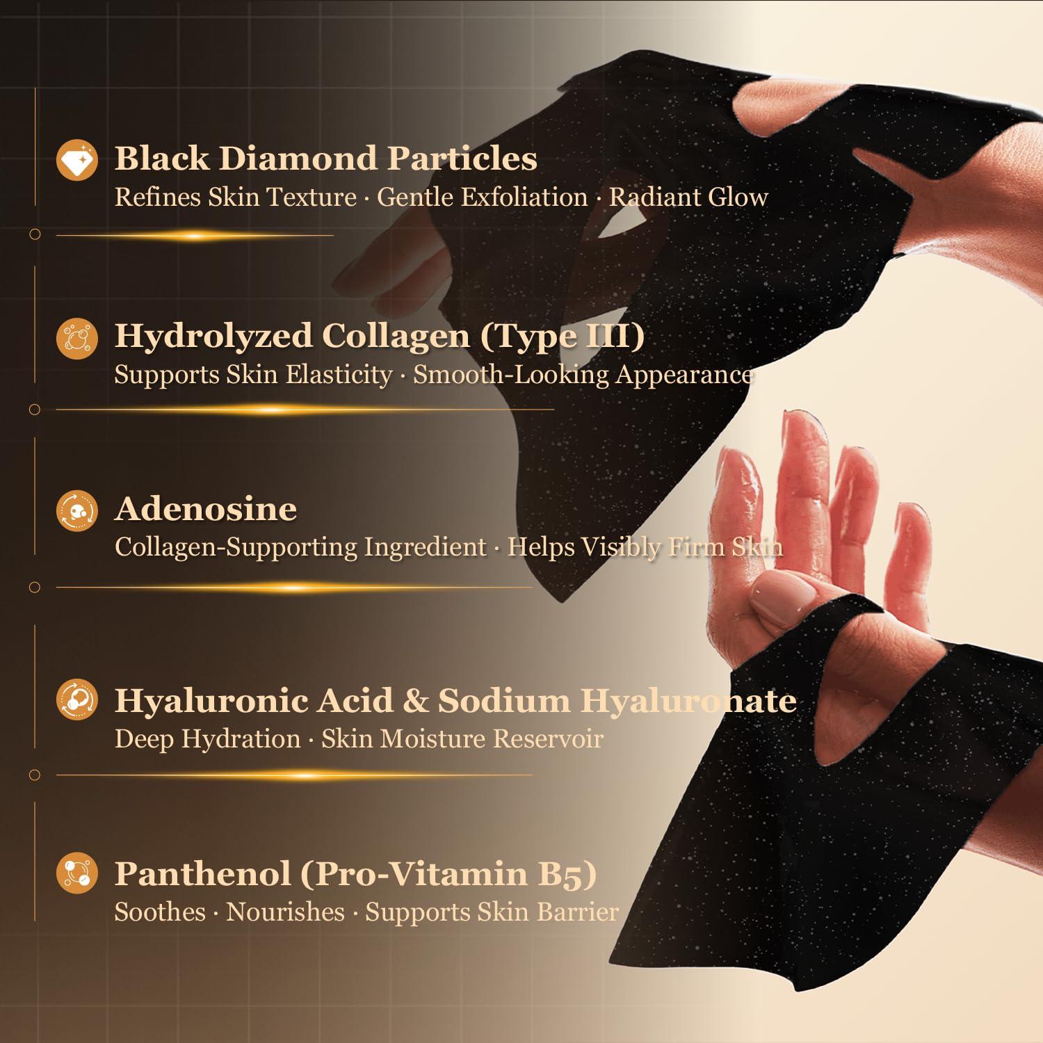 Mascarilla Facial de Colágeno HEALOINE Diamante Negro Set de 2