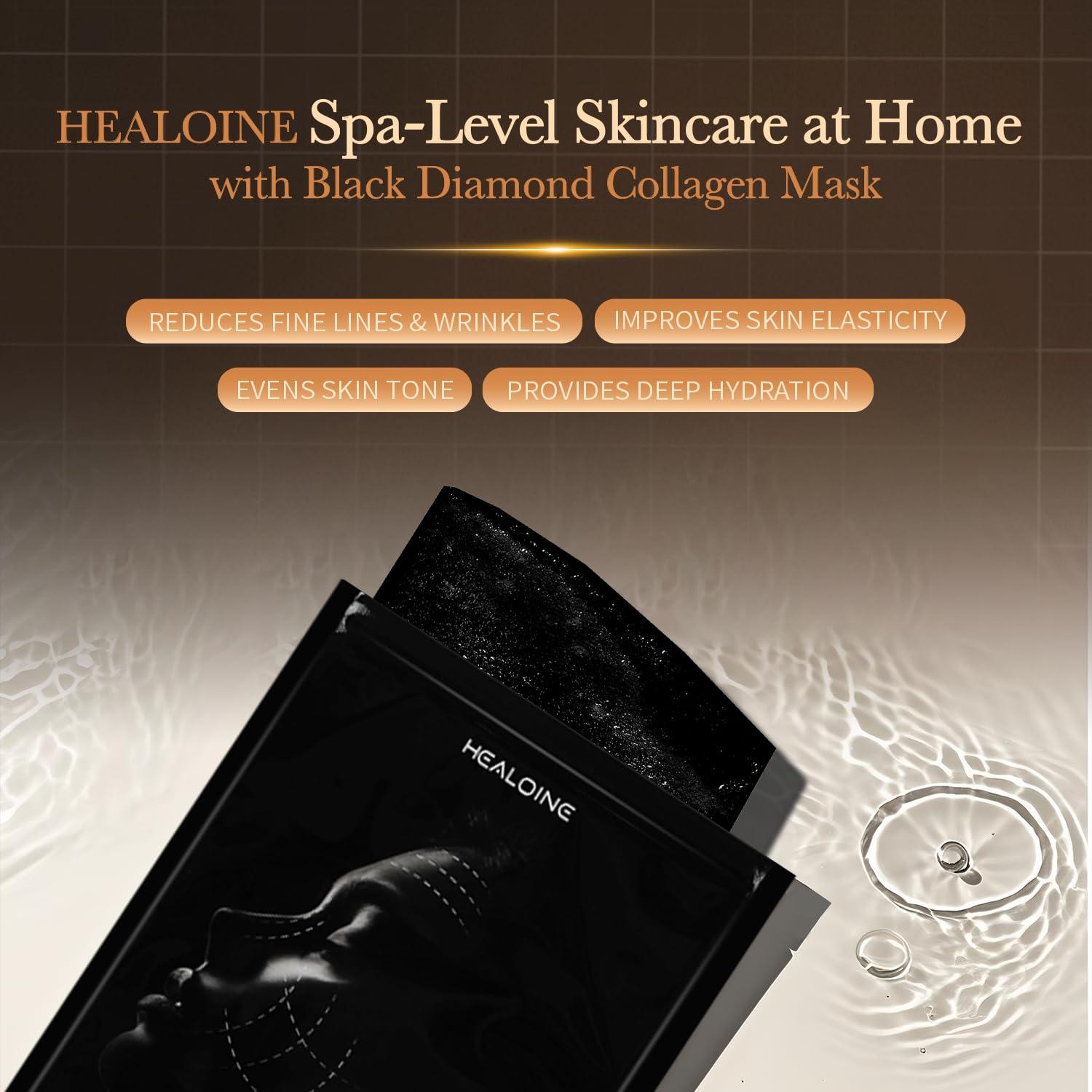 Mascarilla Facial de Colágeno HEALOINE Diamante Negro Set de 2