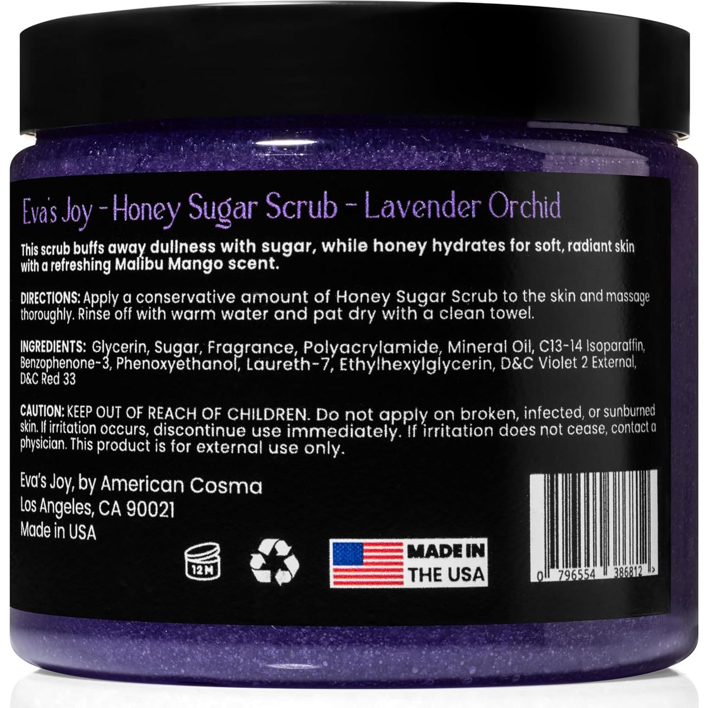 Exfoliante Corporal Eva's Joy Azúcar Orquídea Lavanda 453g