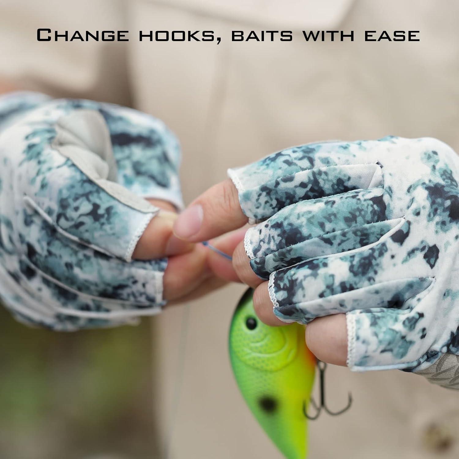 Guantes de Pesca KastKing La Sal UPF50+ Sin Dedos Camo
