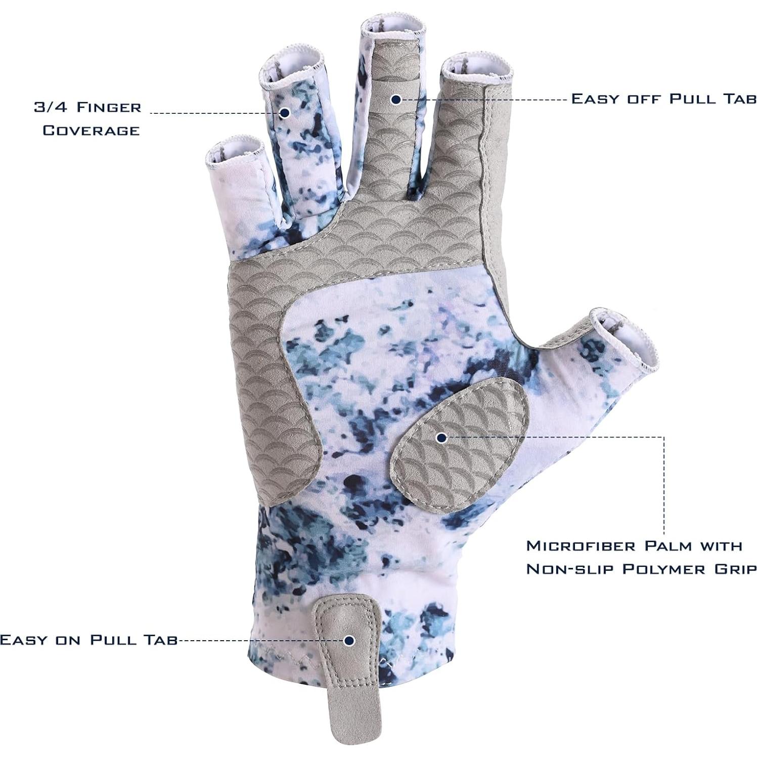 Guantes de Pesca KastKing La Sal UPF50+ Sin Dedos Camo