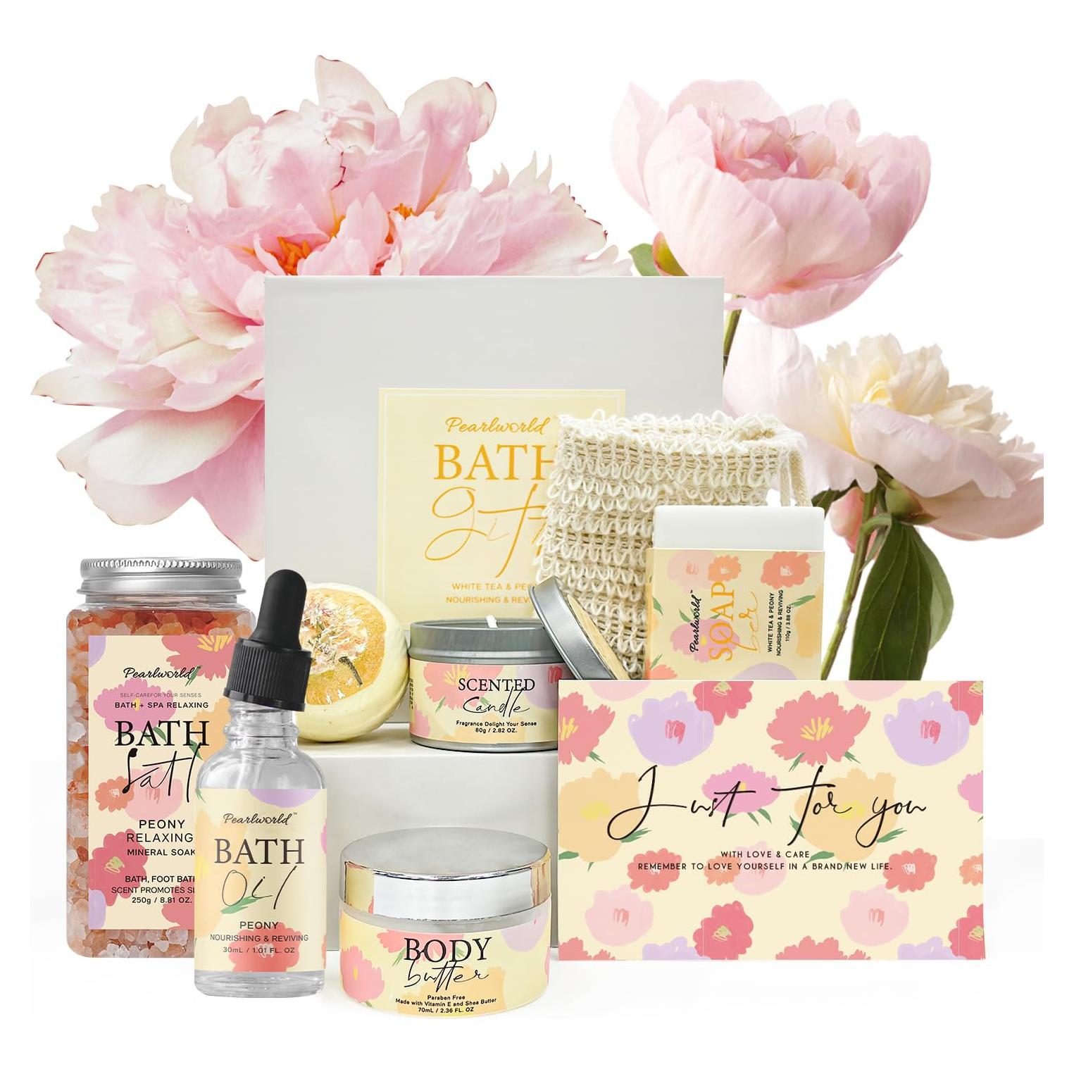 Set de Spa de Peonía PearlWorld - 9 Piezas de Cuidado Personal