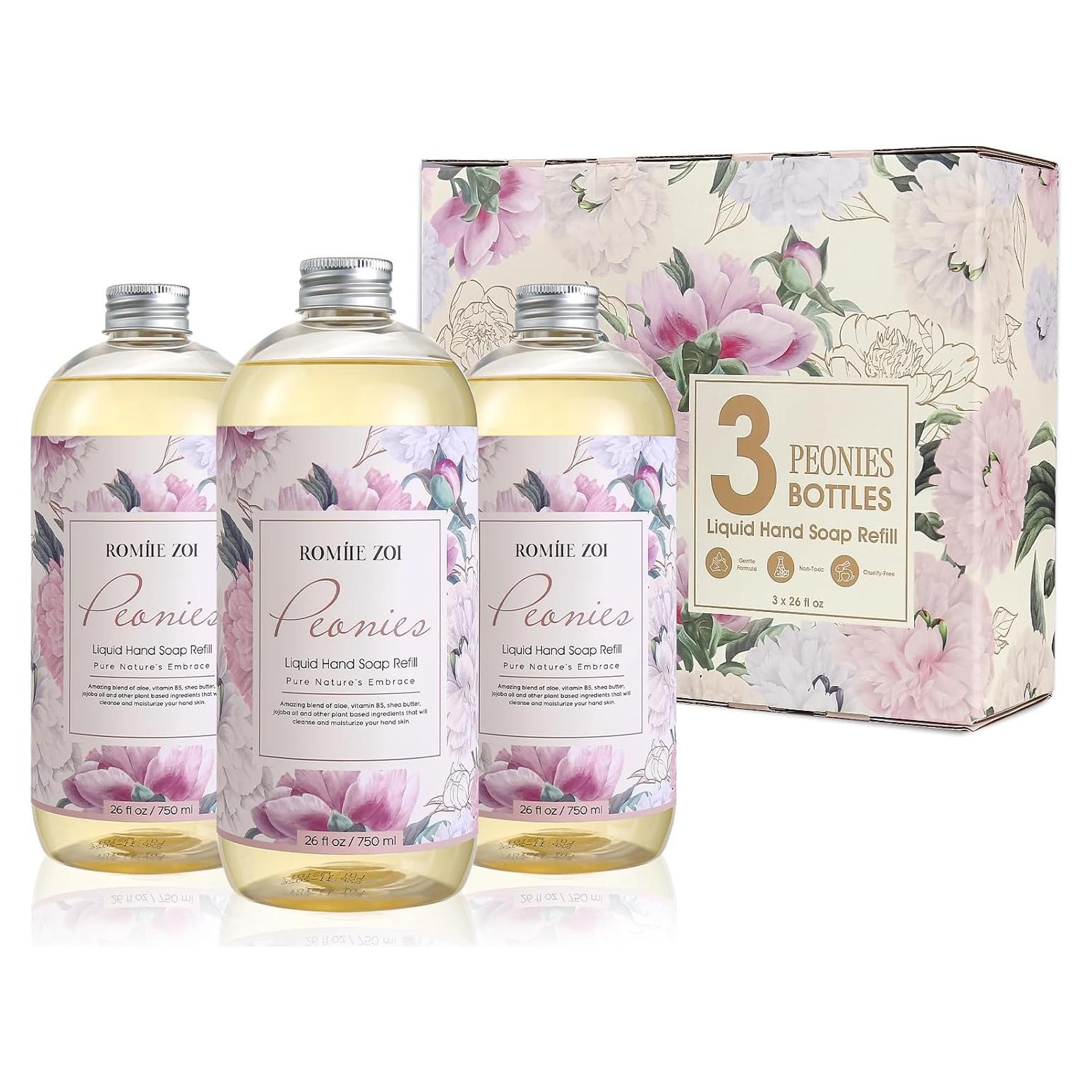 Conjunto de Recargas Jabón de Manos ROMIIE ZOI 3 x 770 ml Peonía