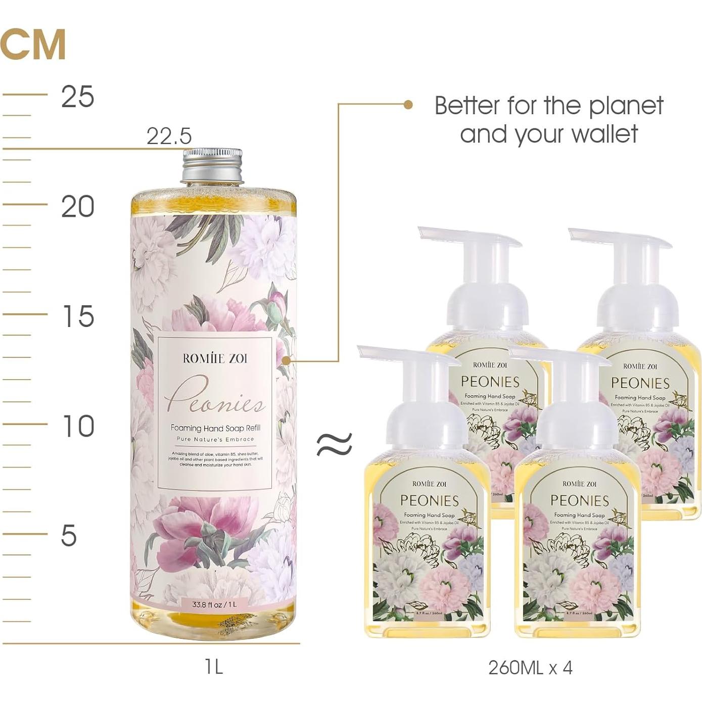 Recargas de Jabón Espumoso ROMIIE ZOI 3-Pack 1000 ml Aroma Peonía