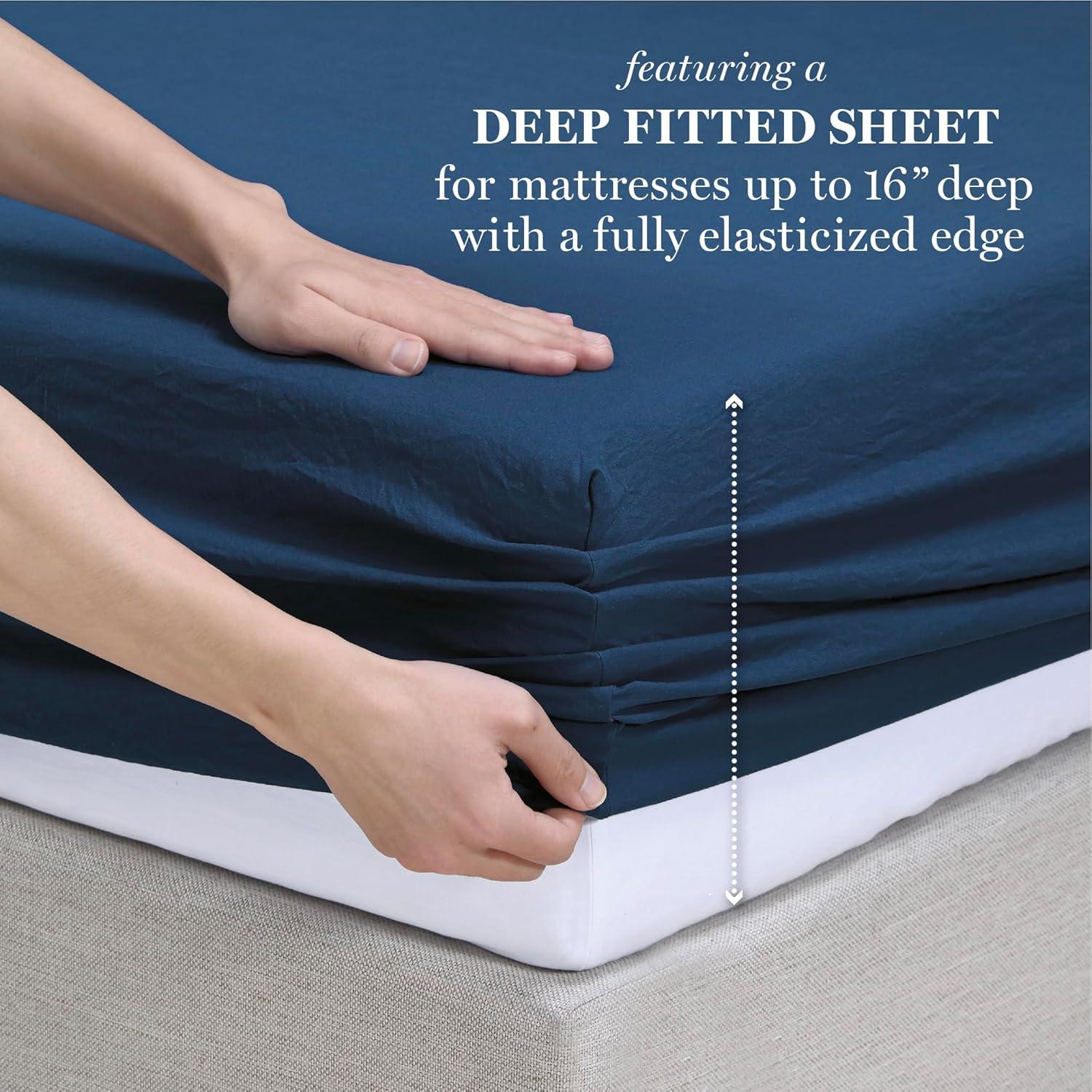 Juego de Sábanas de Microfibra Completo Martha Stewart Marino