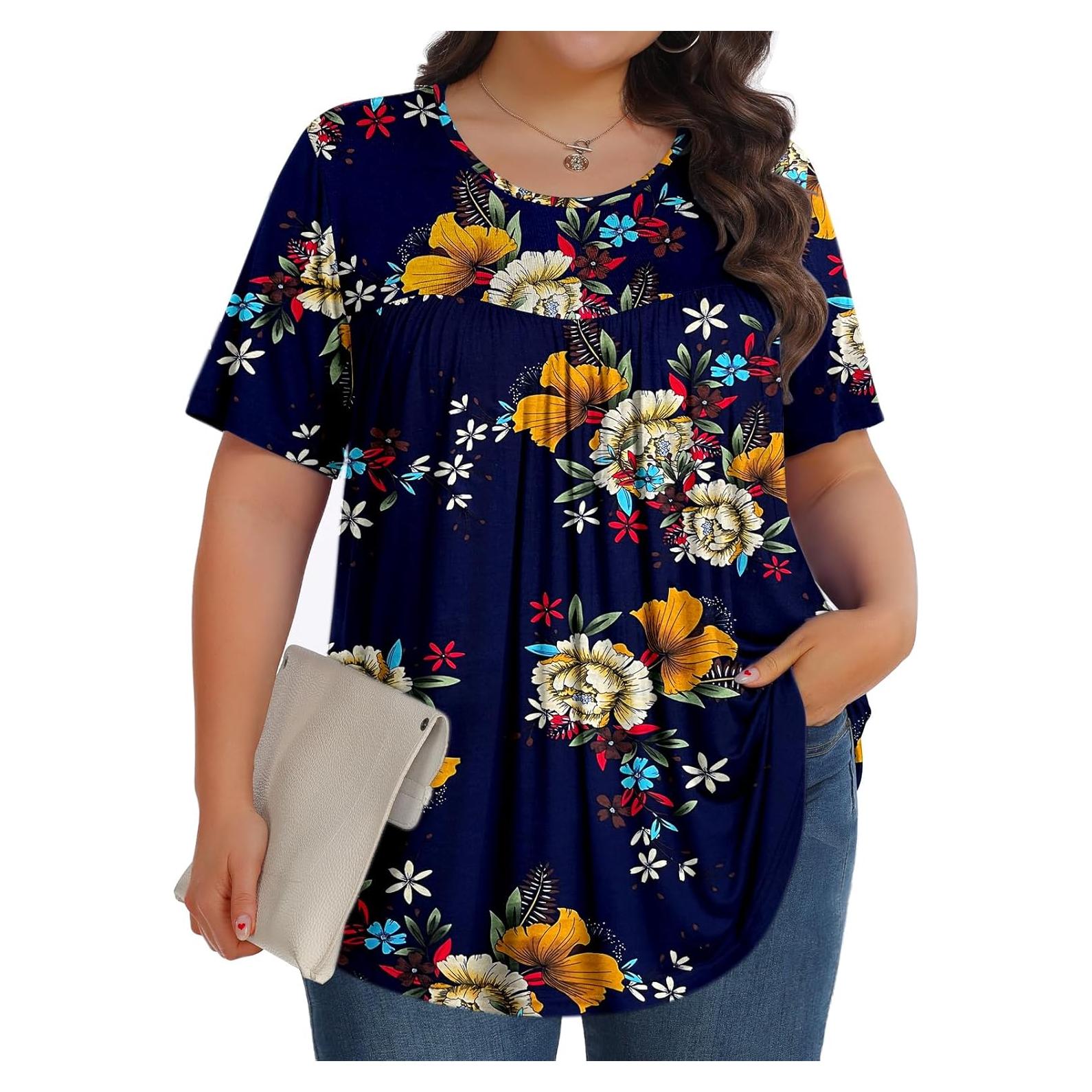 Tops de Talla Grande Tencede para Mujeres, Camiseta Casual 1X-5X