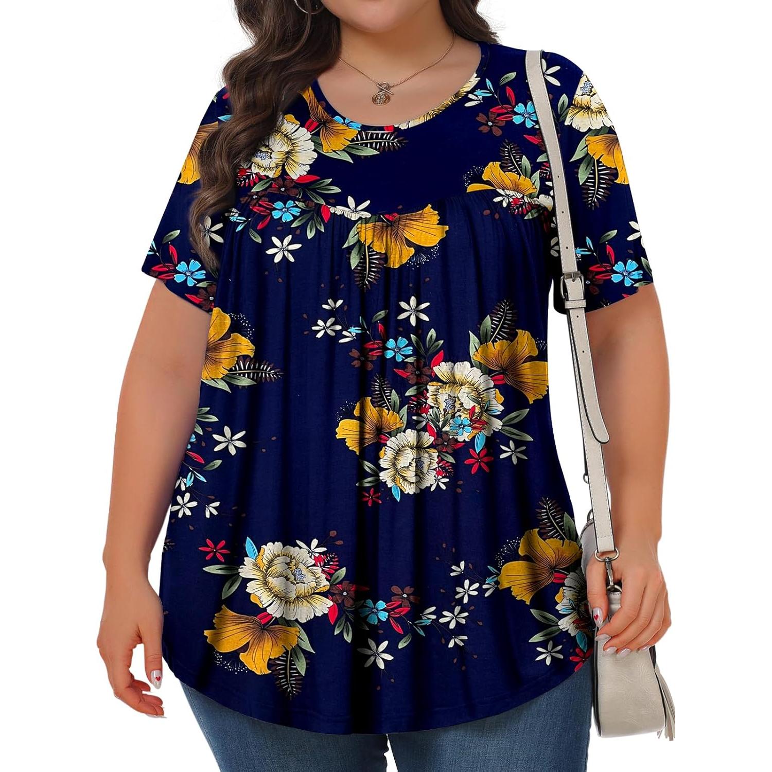 Tops de Talla Grande Tencede para Mujeres, Camiseta Casual 1X-5X