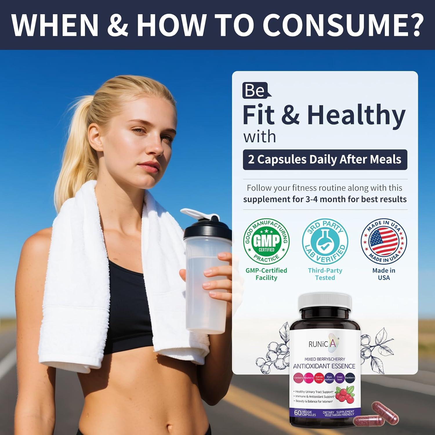 Suplemento Antioxidante RUNICA 6en1 Vegano para Mujeres 90 Cápsulas