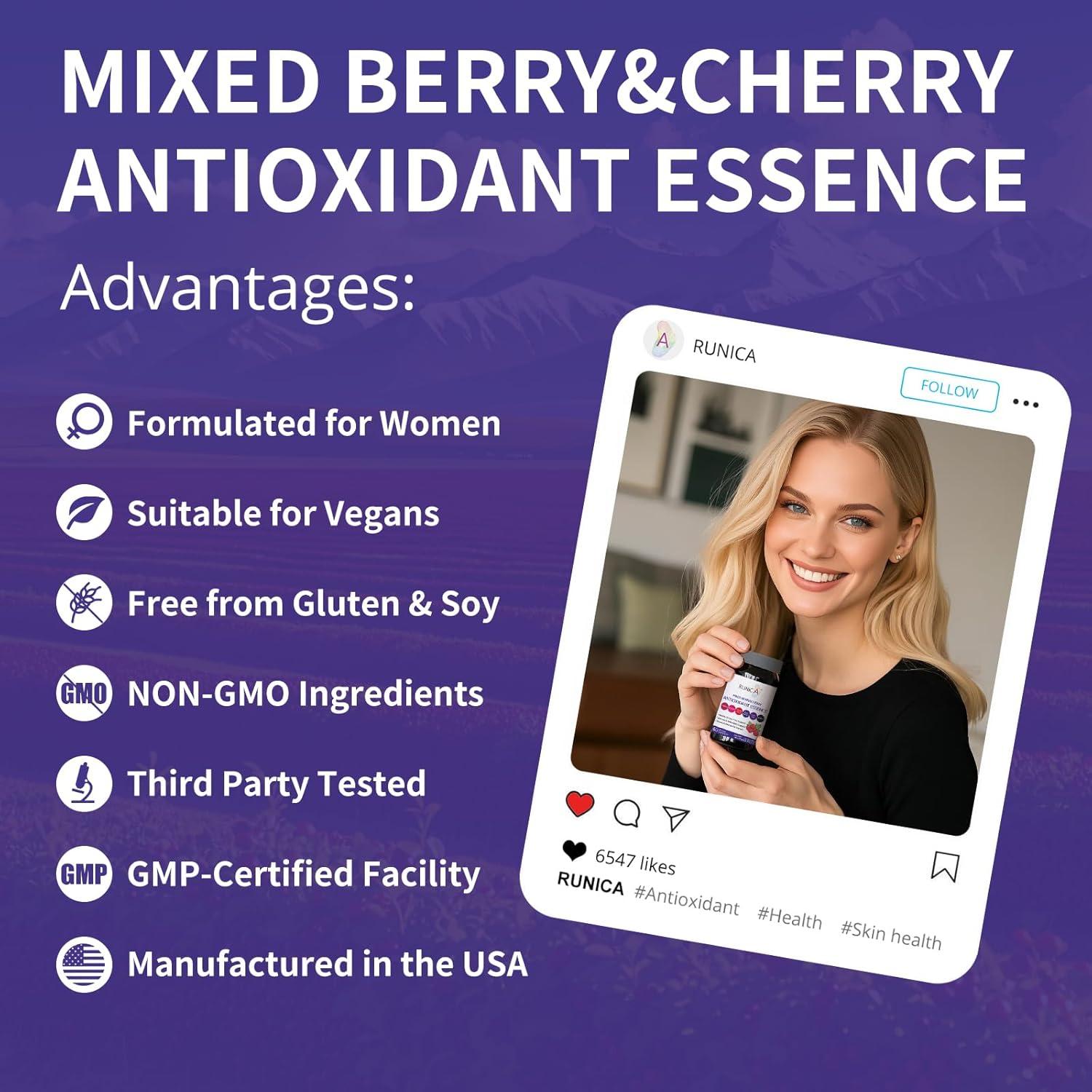 Suplemento Antioxidante RUNICA 6en1 Vegano para Mujeres 90 Cápsulas