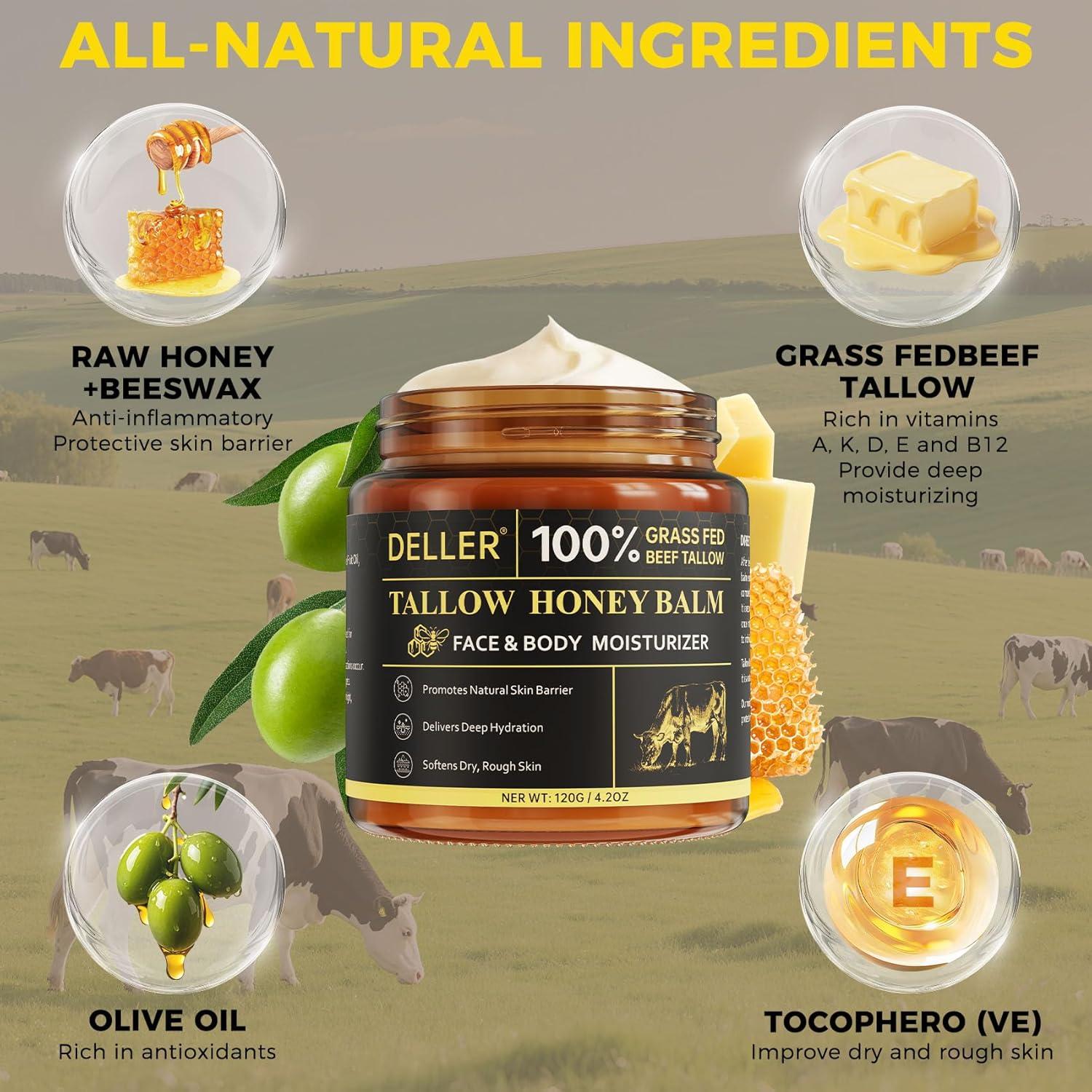 Bálsamo Facial Deller 248g Grasa de Res y Miel Natural