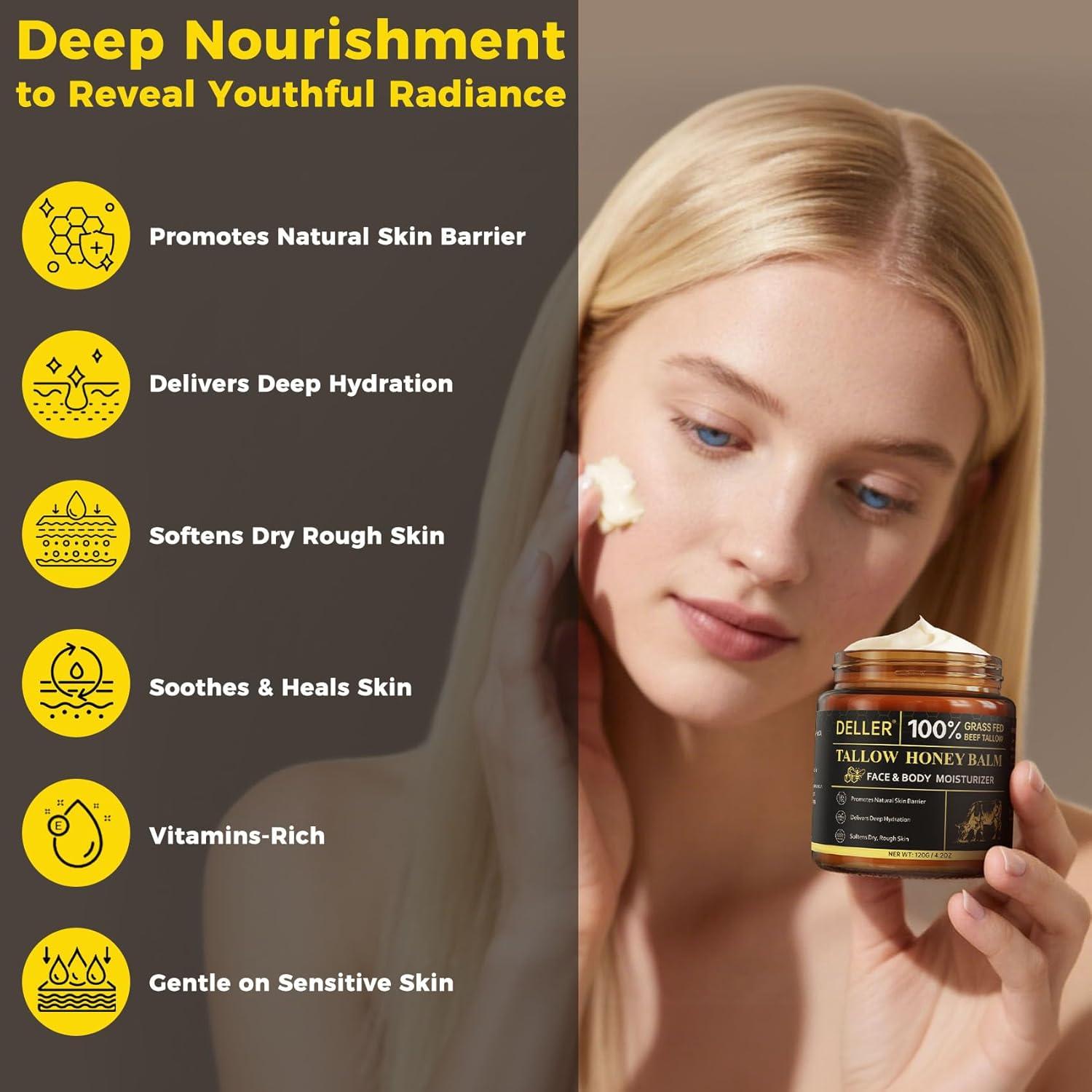 Bálsamo Facial Deller 248g Grasa de Res y Miel Natural