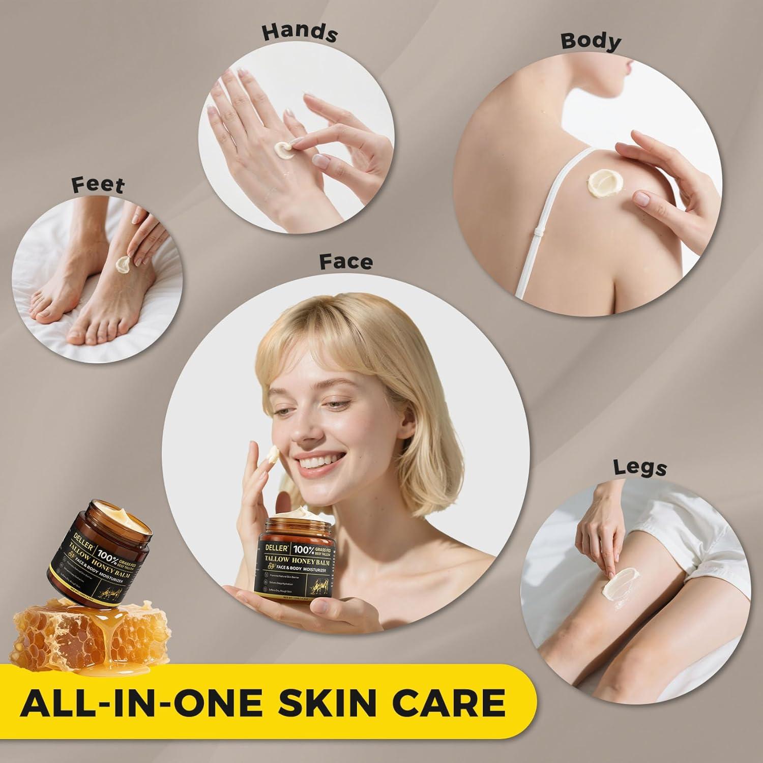 Bálsamo Facial Deller 248g Grasa de Res y Miel Natural