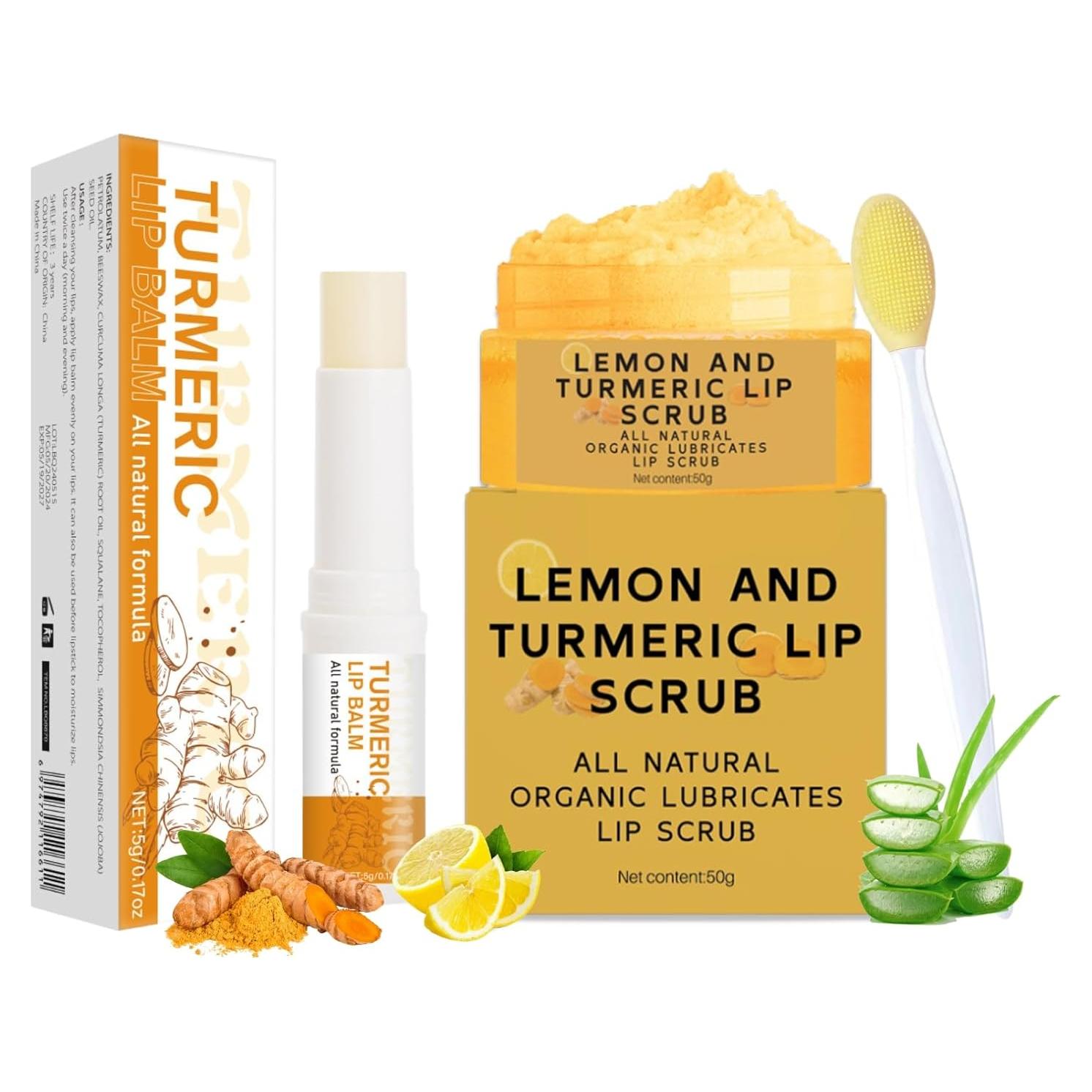 Juego de Exfoliante Labial y Balsamo de Cúrcuma MrCuvaryas