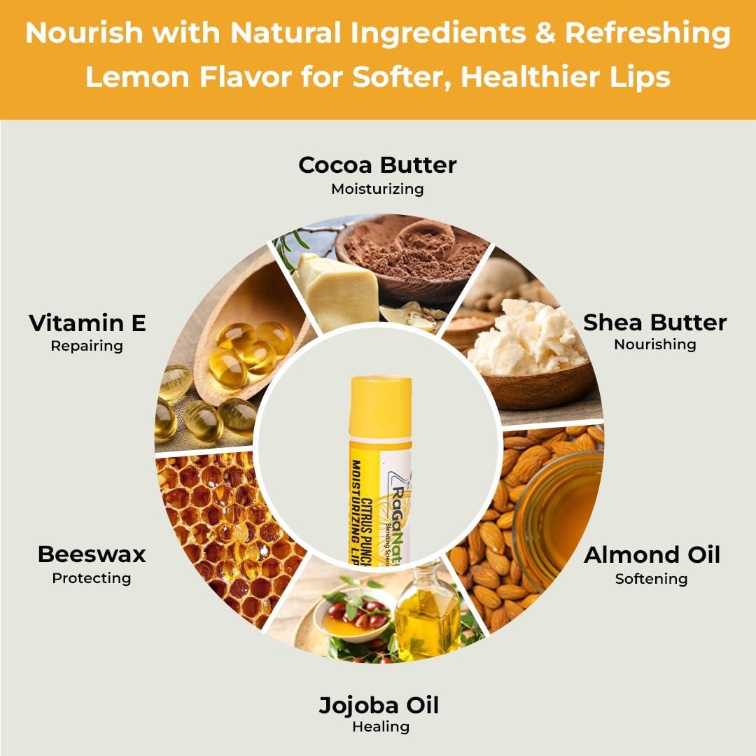 Bálsamo Labial Hidratante RaGaNaturals Limón - Paquete de 4