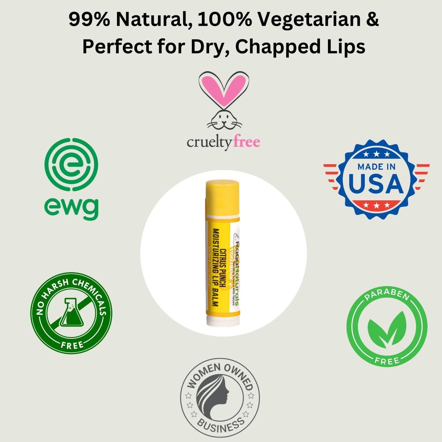 Bálsamo Labial Hidratante RaGaNaturals Limón - Paquete de 4