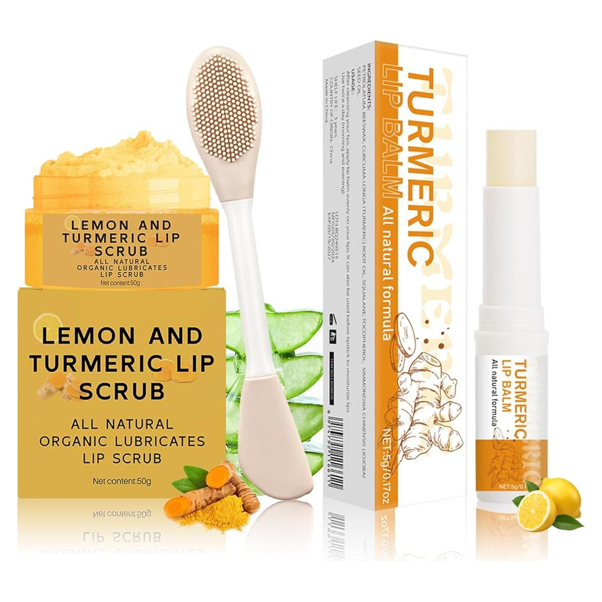 Kit Cuidado Labial Hidratante 3 Piezas Limón y Cúrcuma