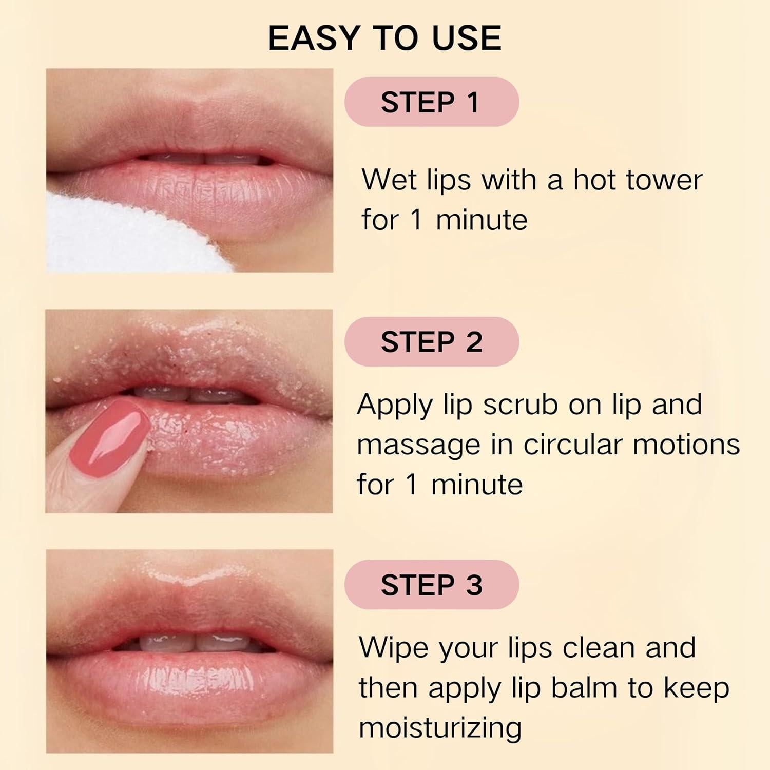 Set Exfoliante Labial Natural ZBMCYHCXH - 3 Piezas con Balsamo